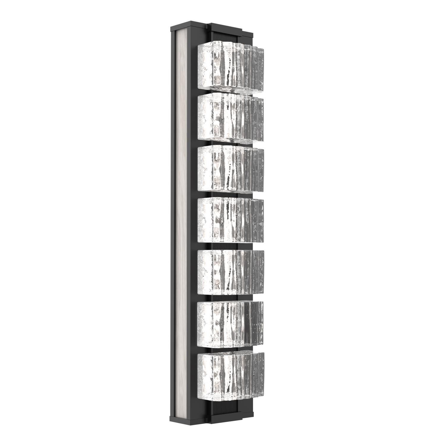 Shown in Matte Black finish and Clear Ribbed glass and Light Oak accent