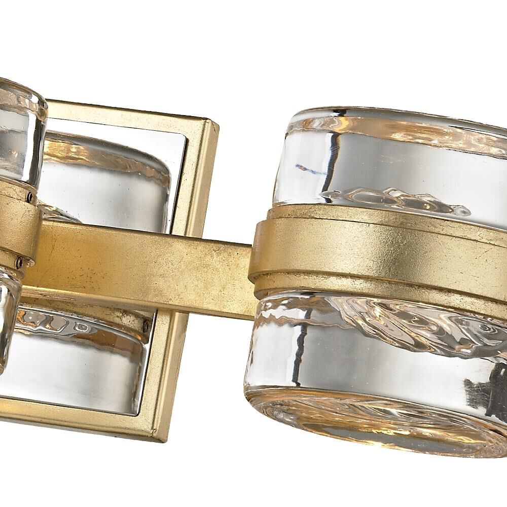 Shown in Gold Leaf, Polished Chrome Accents finish and Clear glass and Pressed Glass shade and Polished Chrome  accent