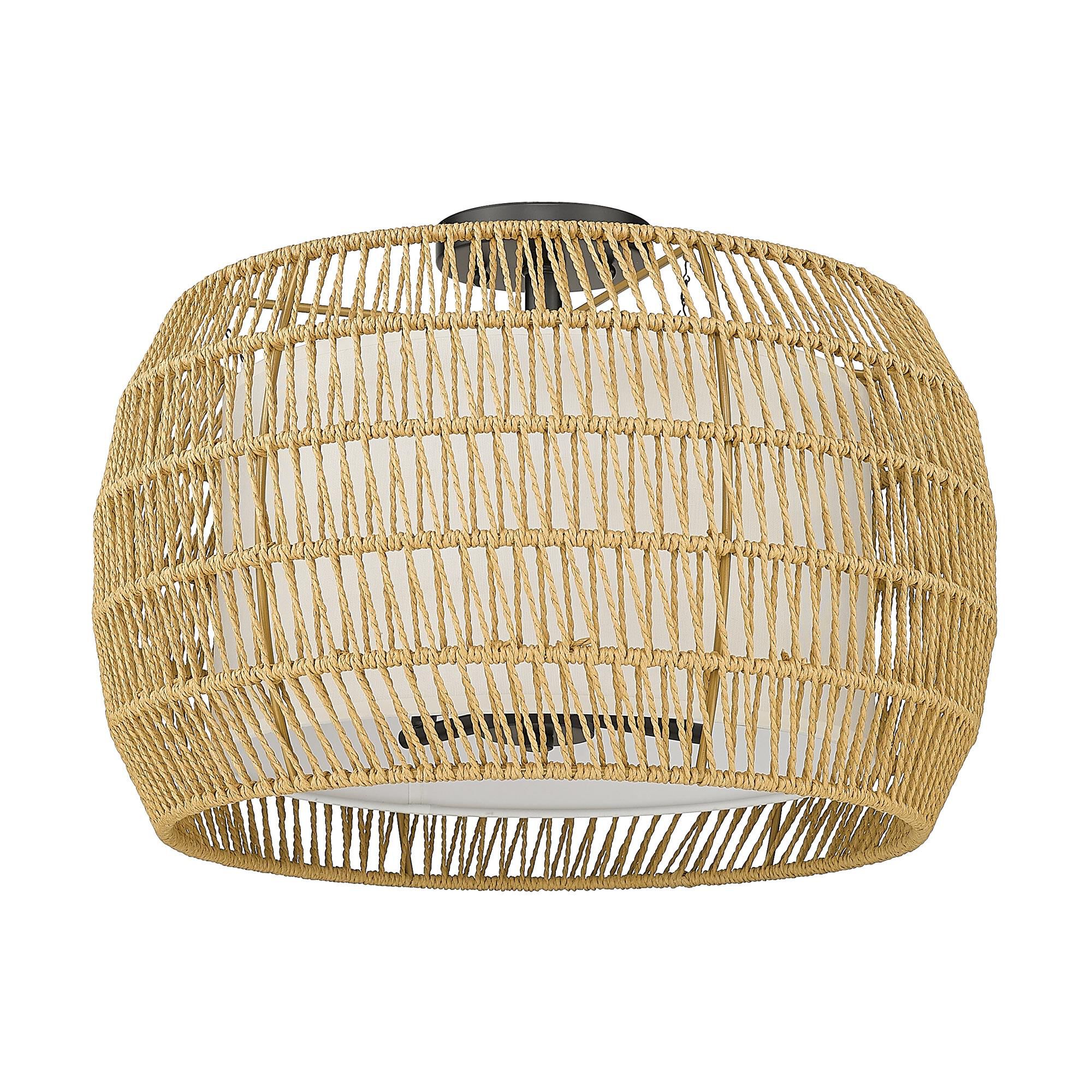 Shown in Matte Black finish and Natural Rattan shade