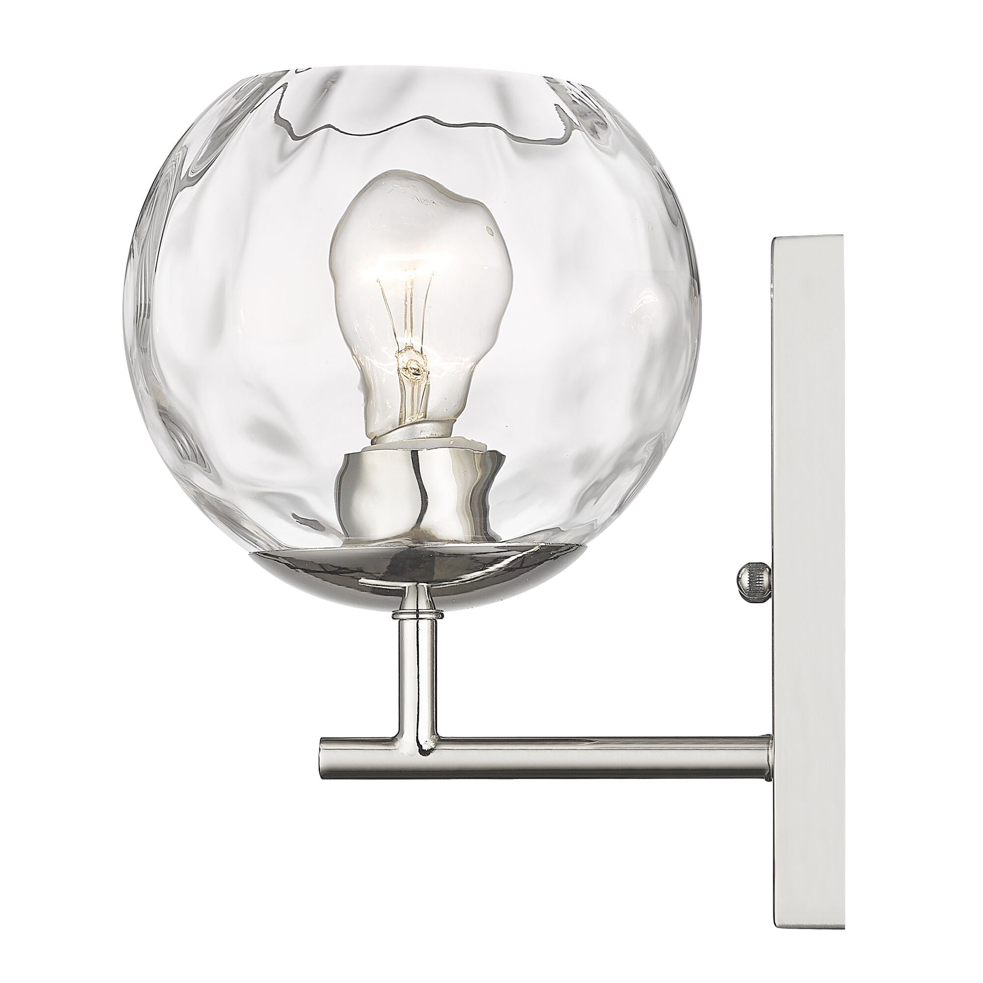 Shown in Polished Nickel finish and Rippled Water glass