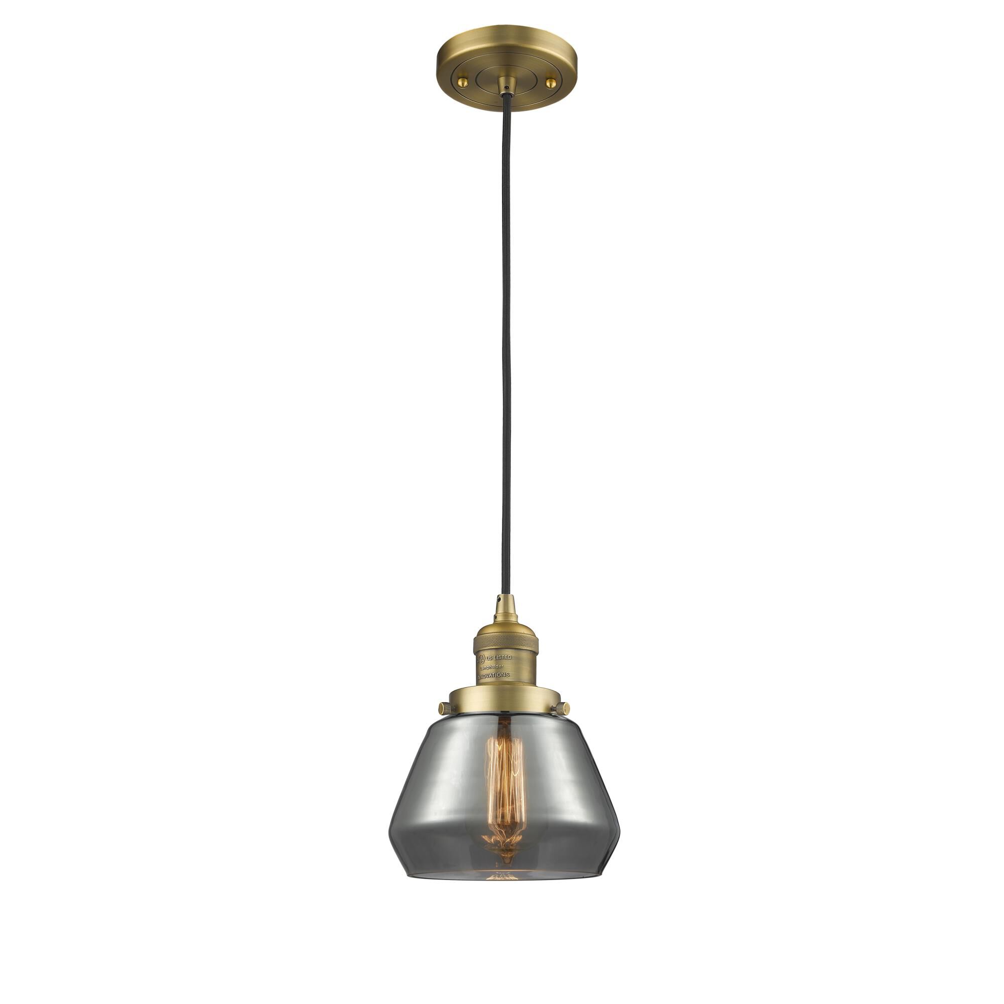 Shown in Brushed Brass finish and Plated Smoked glass