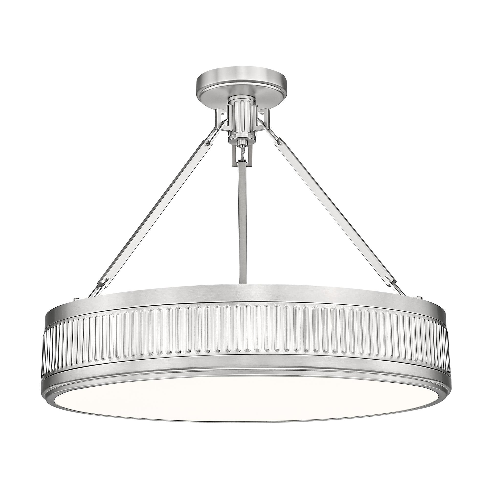 Shown in Satin Nickel finish and White glass