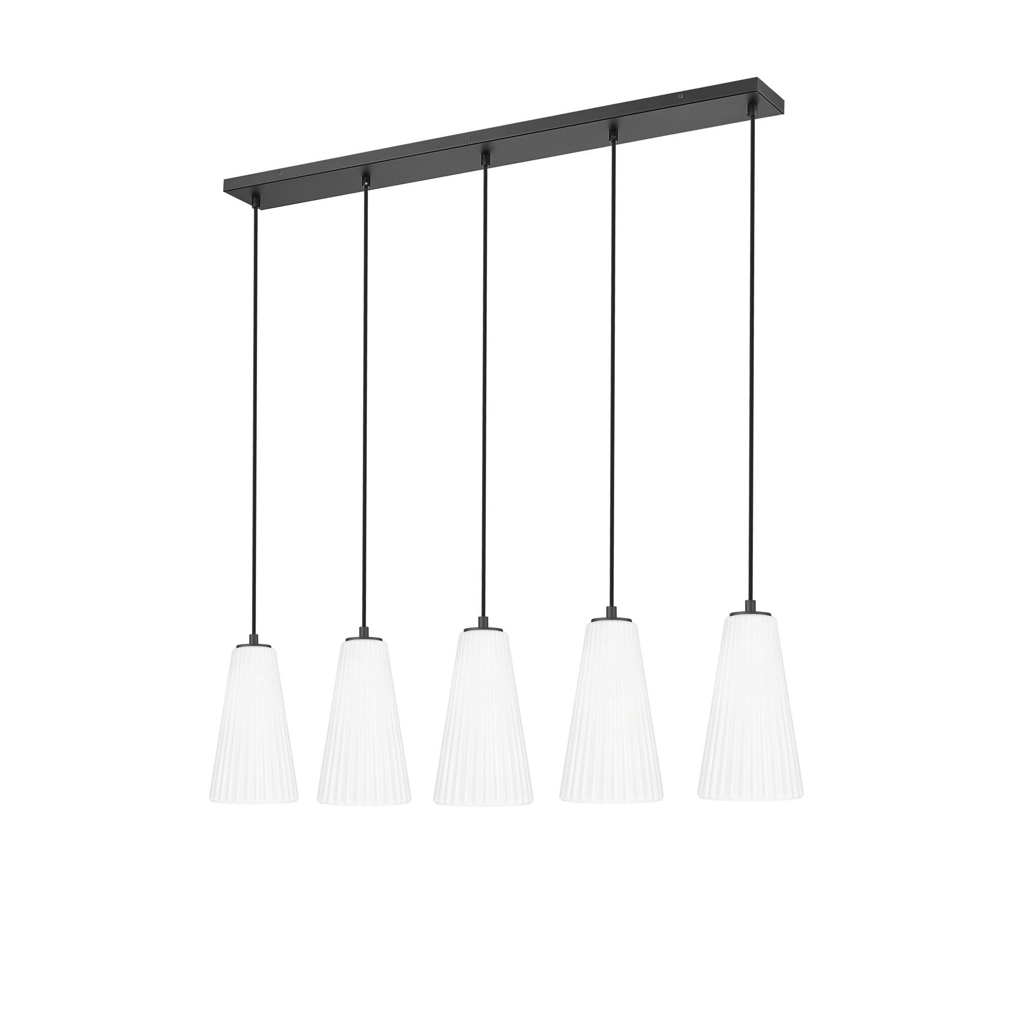 Shown in Matte Black finish and White glass and White shade
