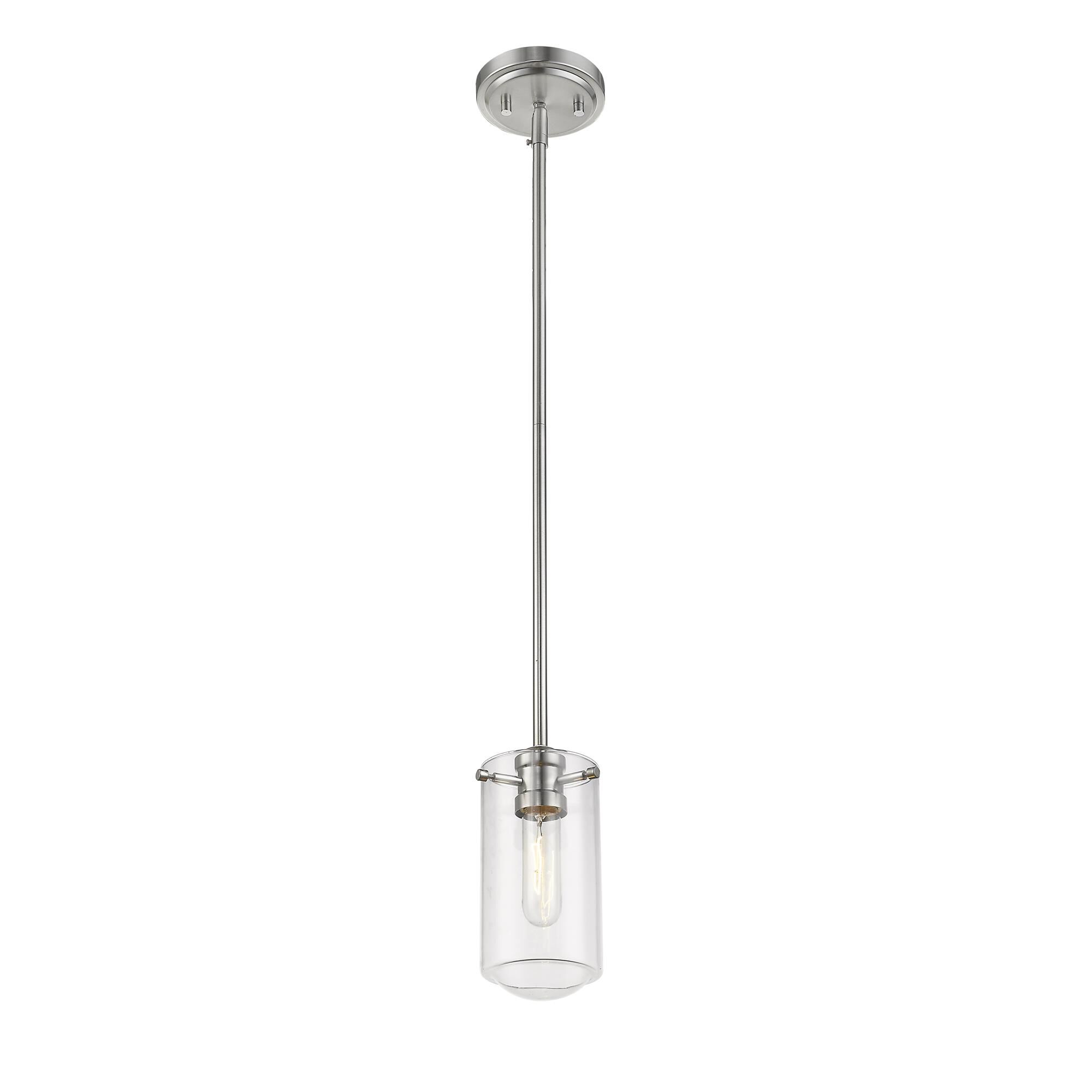 Shown in Brushed Nickel finish and Glass shade