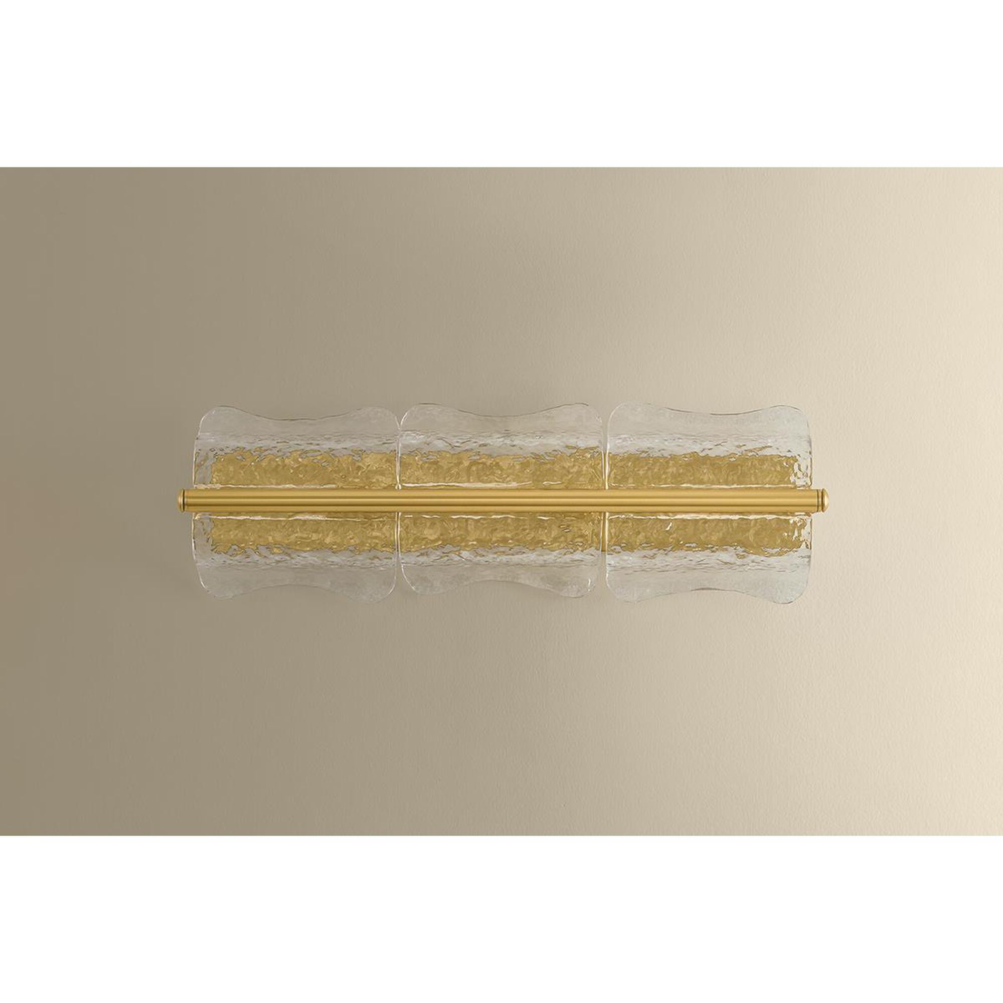 Shown in Aged Brass finish and Clear Optic glass