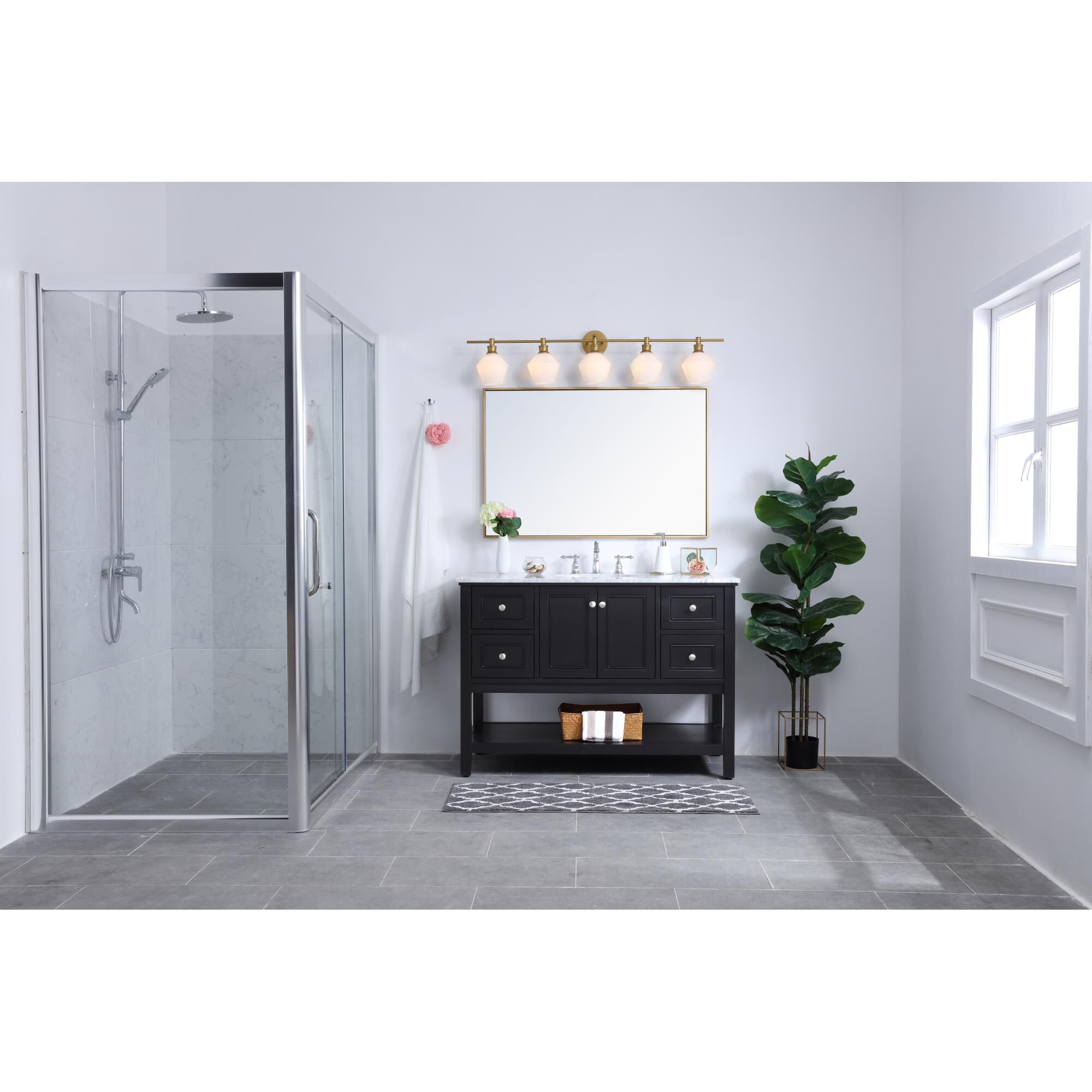 Shown in Brass finish and Frosted White  glass