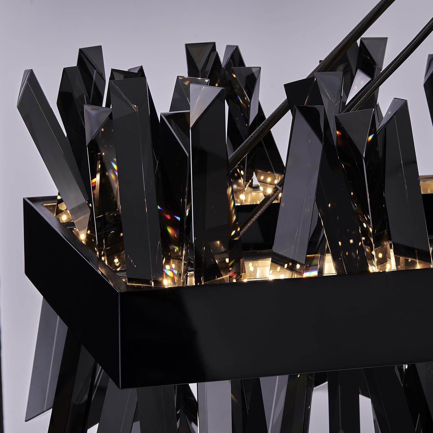 Shown in Black Nickel finish and Smoked Firenze crystal