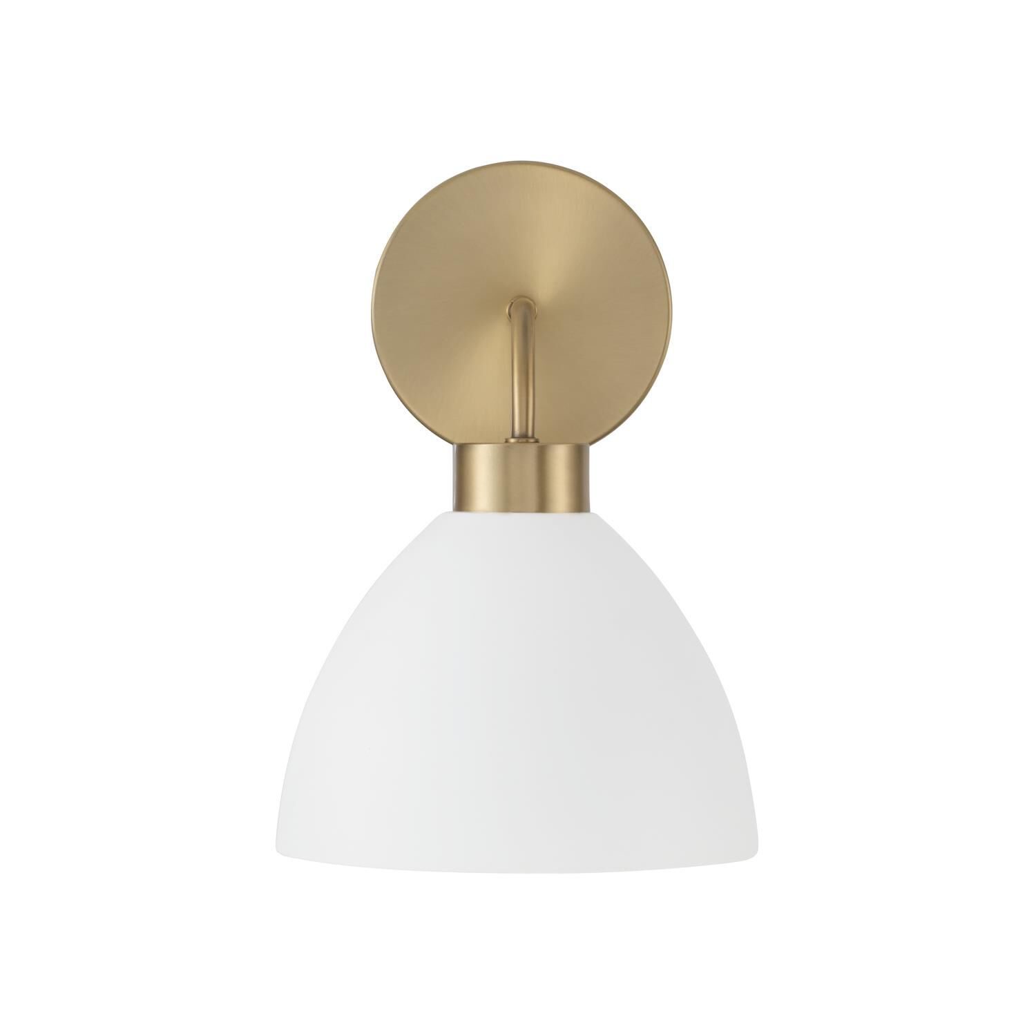 Shown in Aged Brass And White finish and Matte White Metal shade