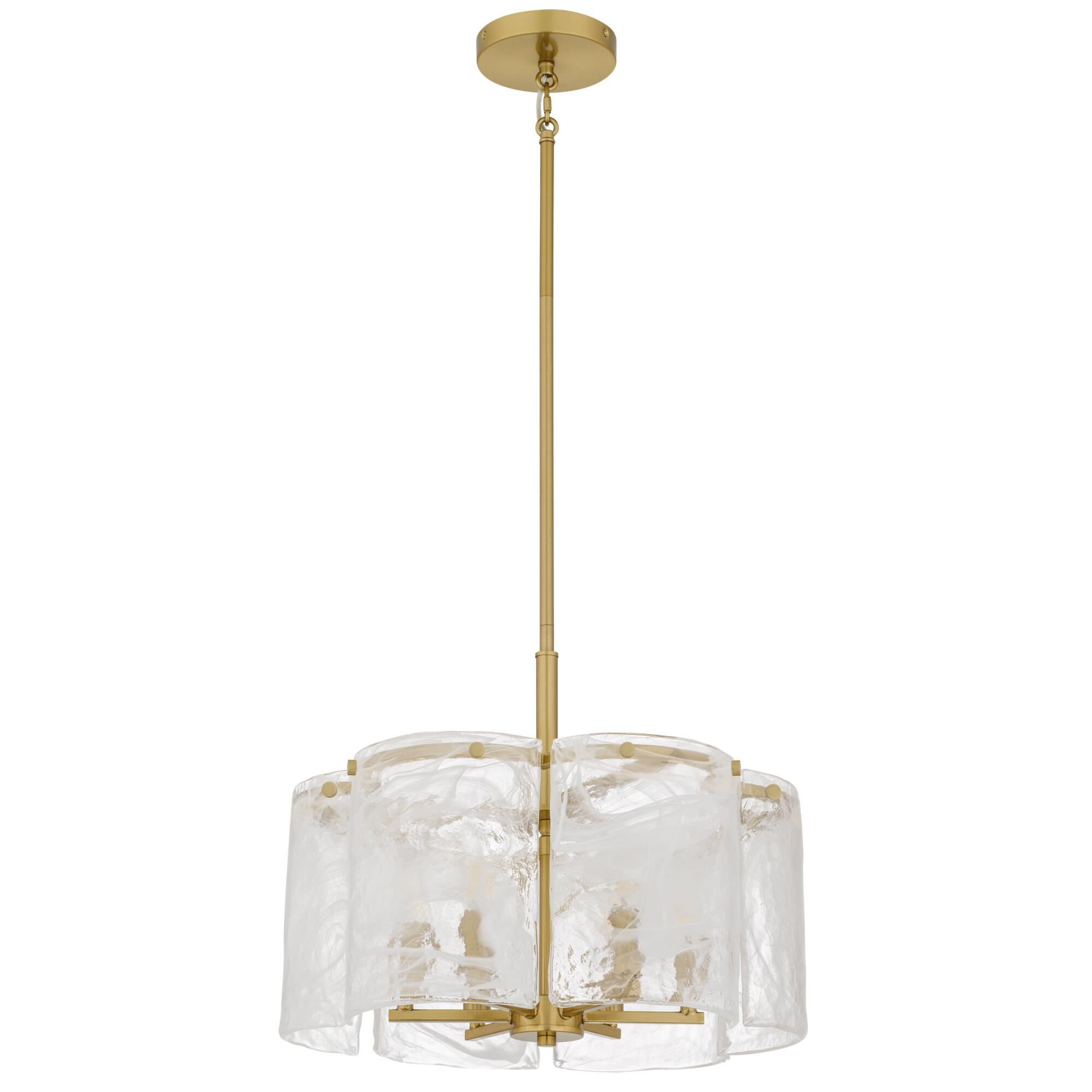 Shown in Brushed Gold finish and White Swirl Glass shade