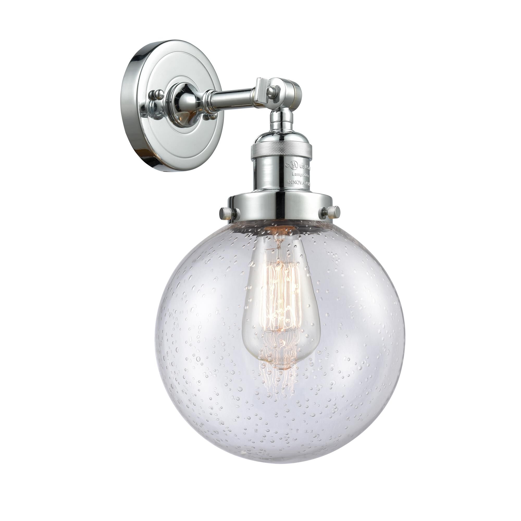 Shown in Polished Chrome finish and Seedy glass