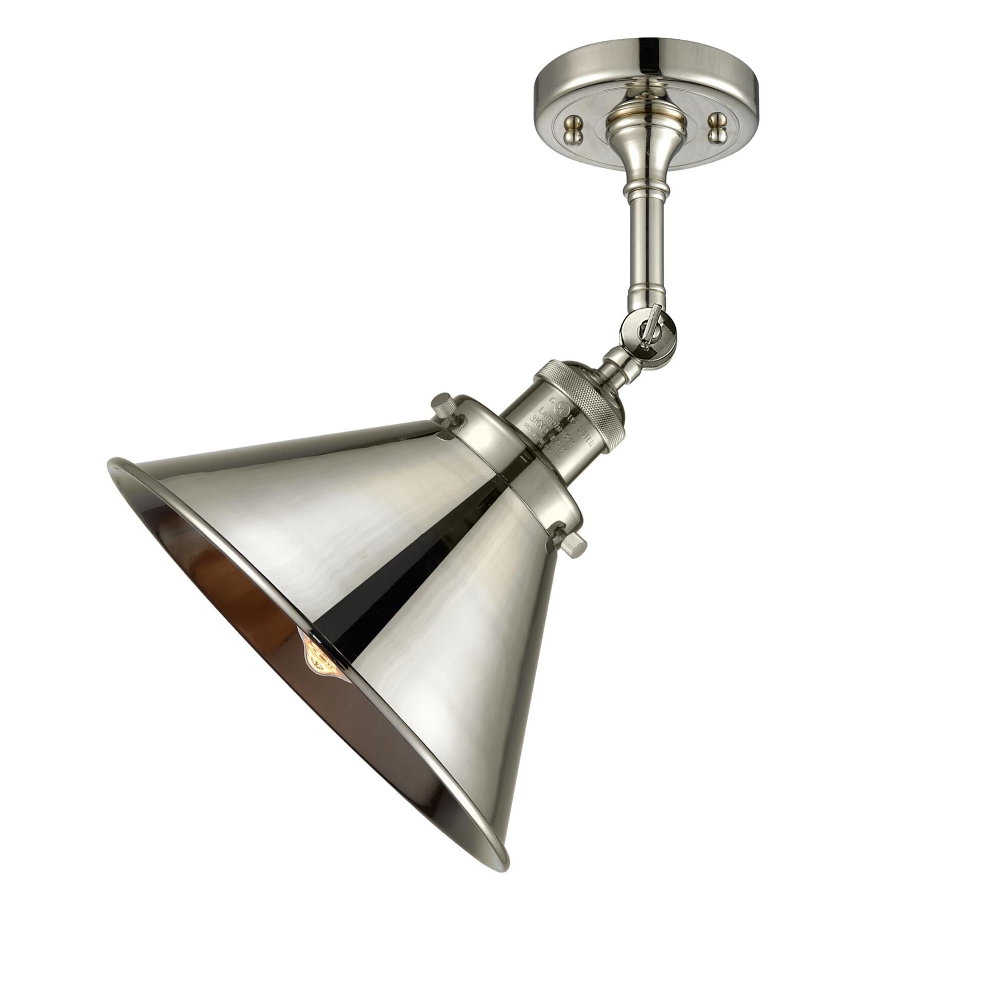 Shown in Polished Nickel finish and Polished Nickel glass and Polished Nickel shade and No Accent accent