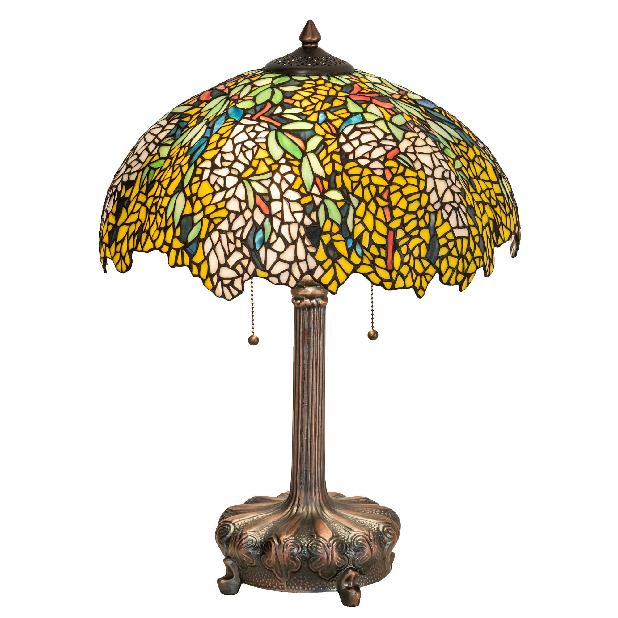 Shown in Mahogany Bronze finish and Sunflower;Green;Blue;Beige glass