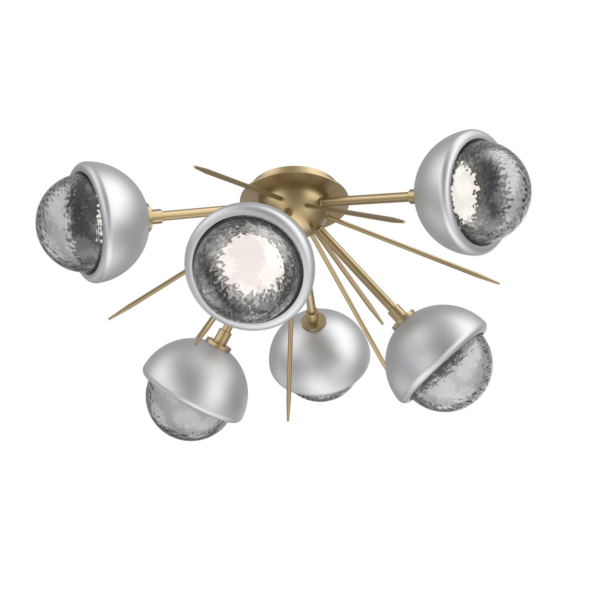 Shown in Gilded Brass finish and Smoke glass and Classic Silver accent