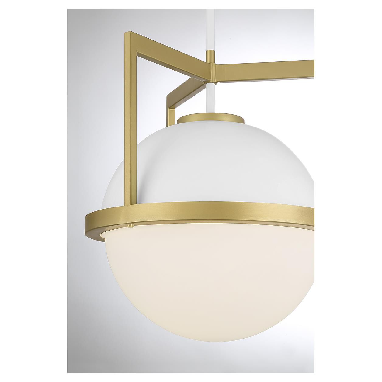 Shown in White with Warm Brass finish and White Opal glass