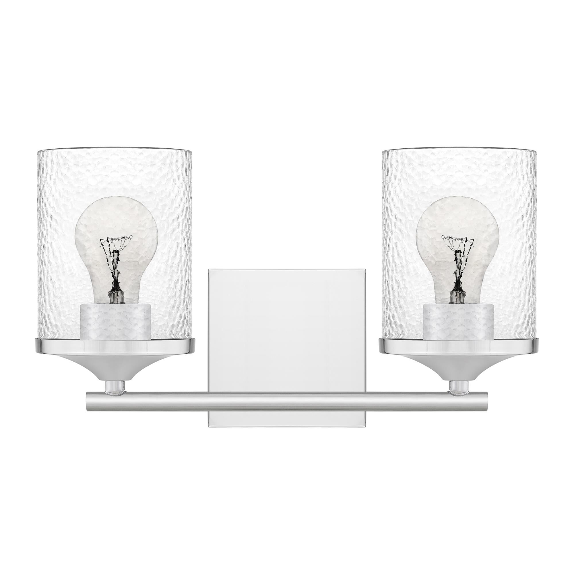 Shown in Polished Chrome finish and Clear Hammered Glass shade