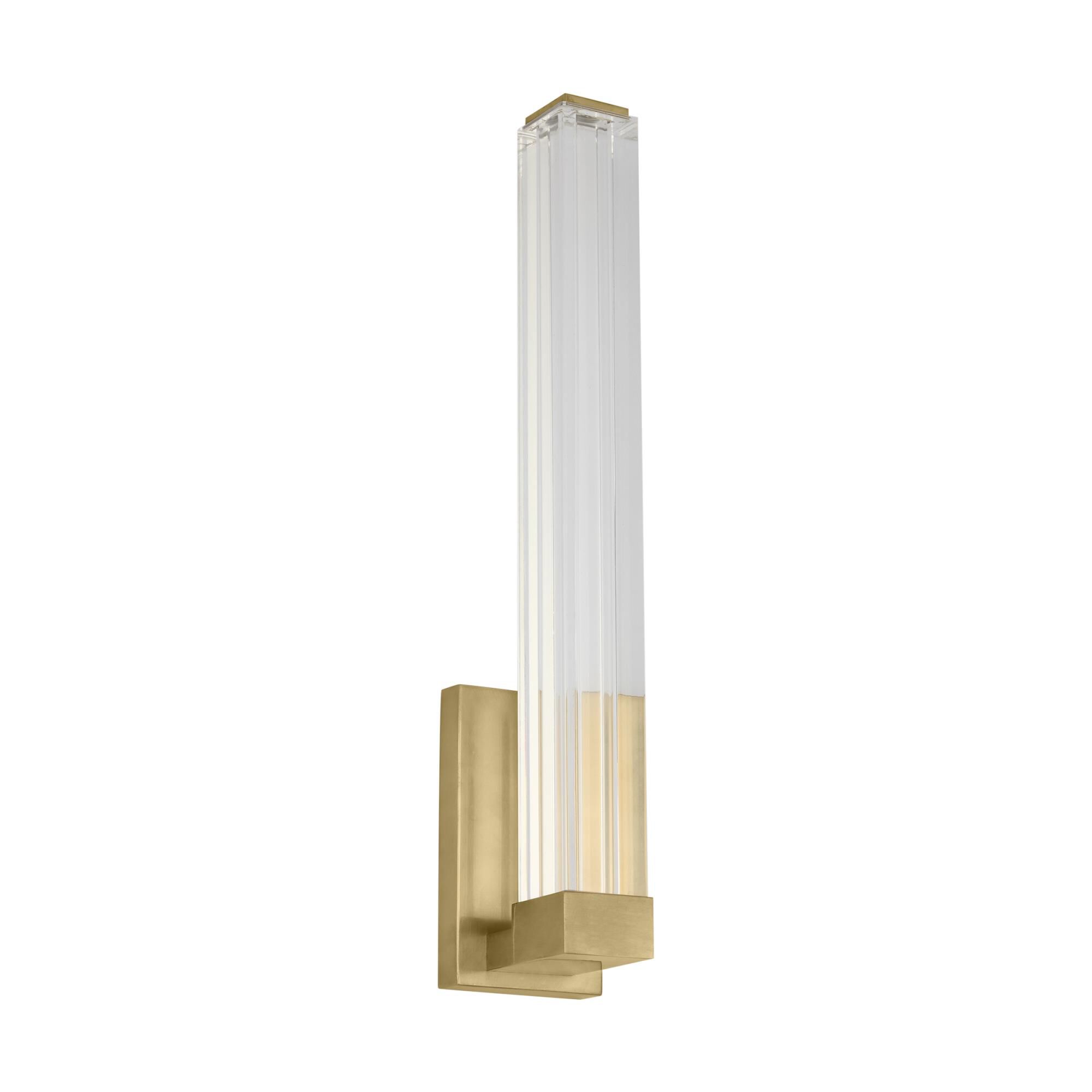 Shown in Hand-Rubbed Antique Brass finish and Clear Acrylic glass