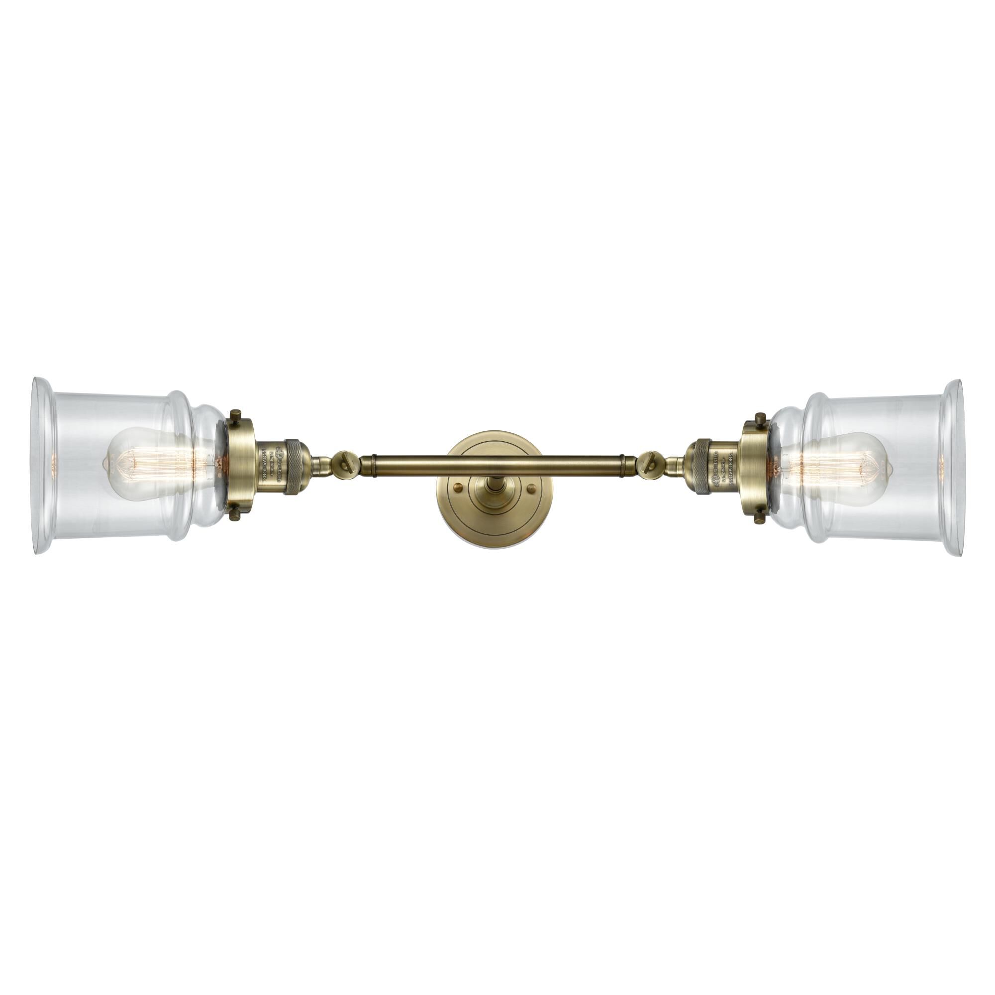 Shown in Antique Brass finish and Clear glass