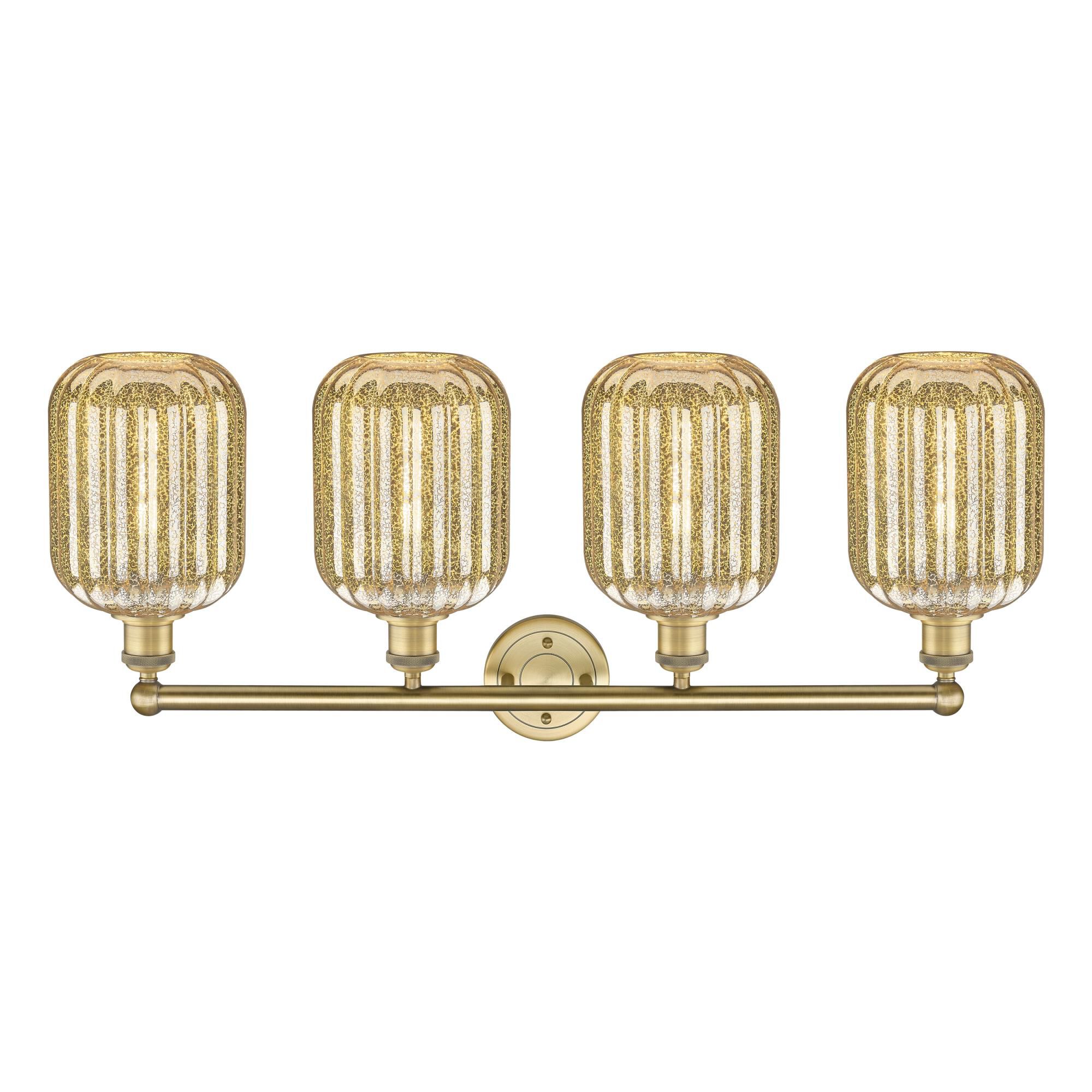 Shown in Brushed Brass finish and Mercury glass