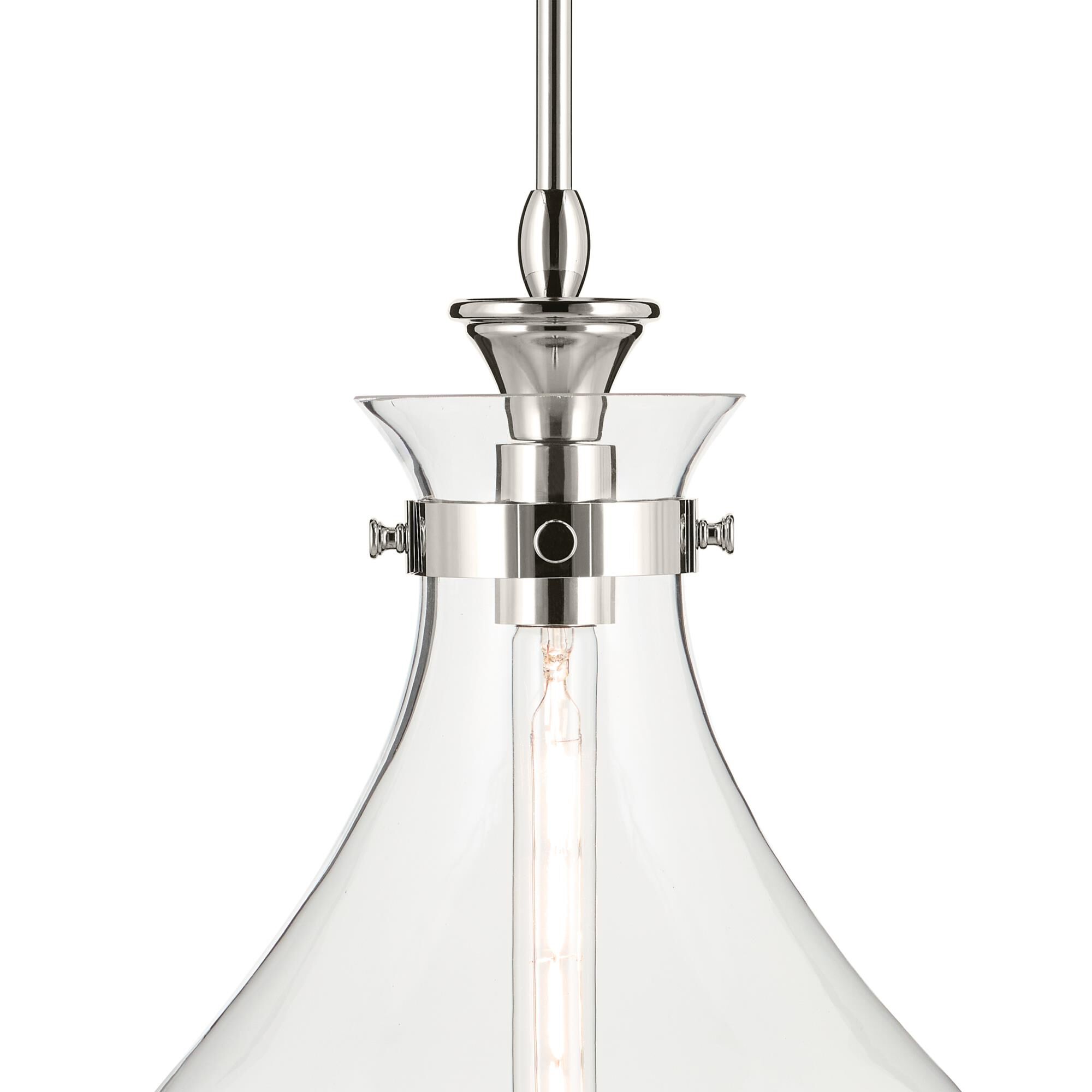 Shown in Polished Nickel finish and Clear glass