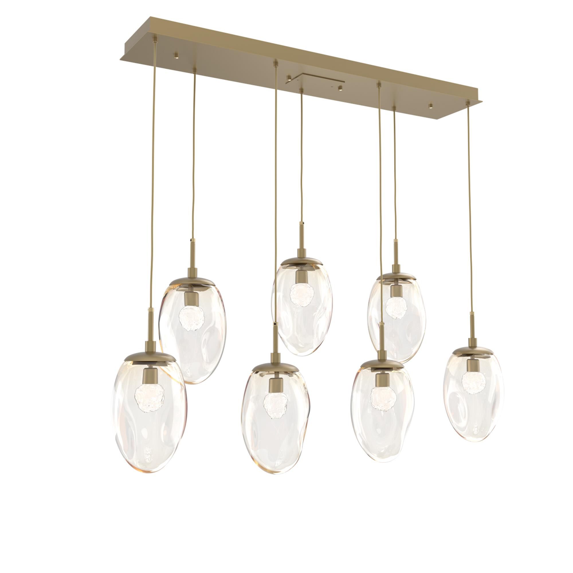 Shown in Gilded Brass finish and Floret Inner Amber Outer glass