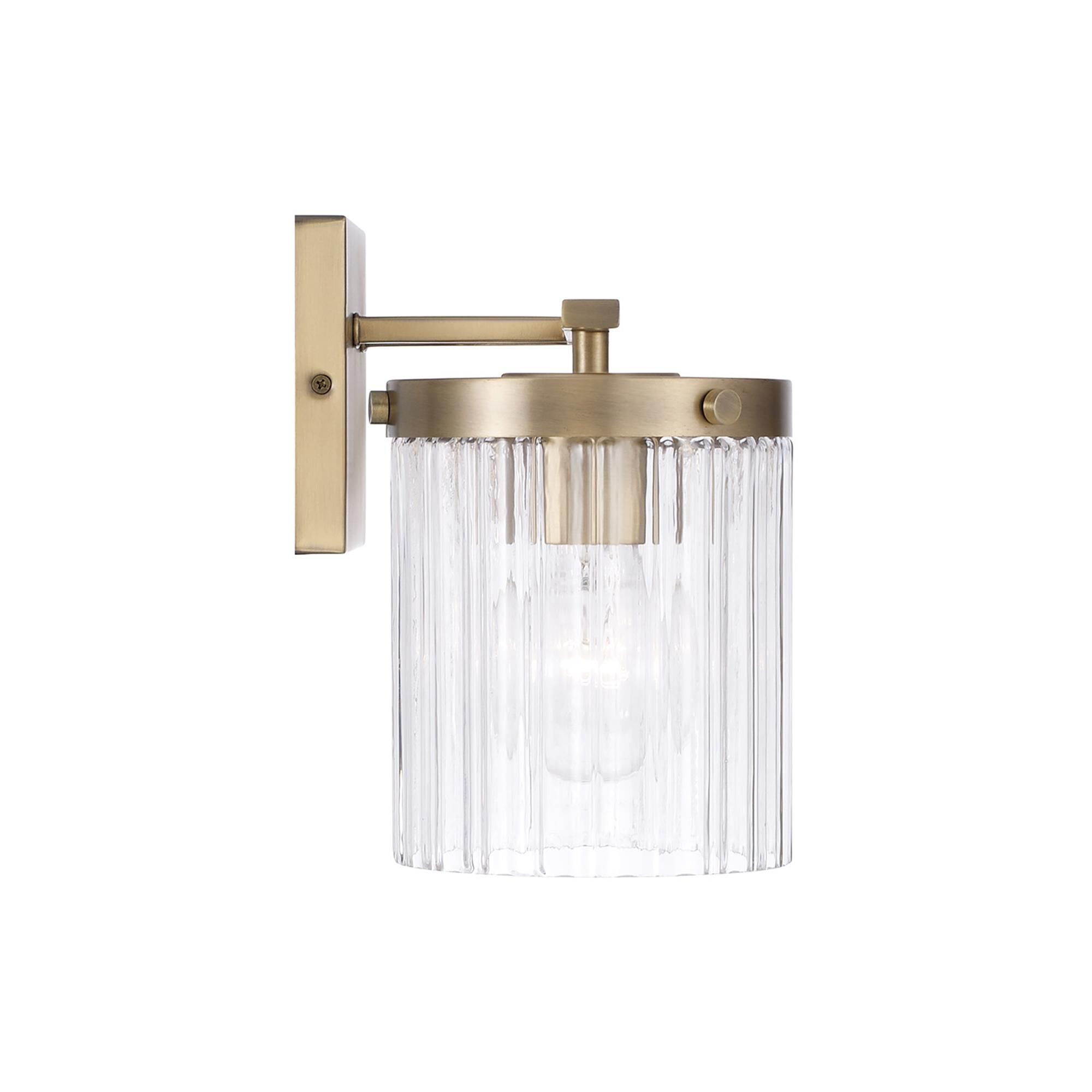 Shown in Aged Brass finish and Beveled Fluted glass