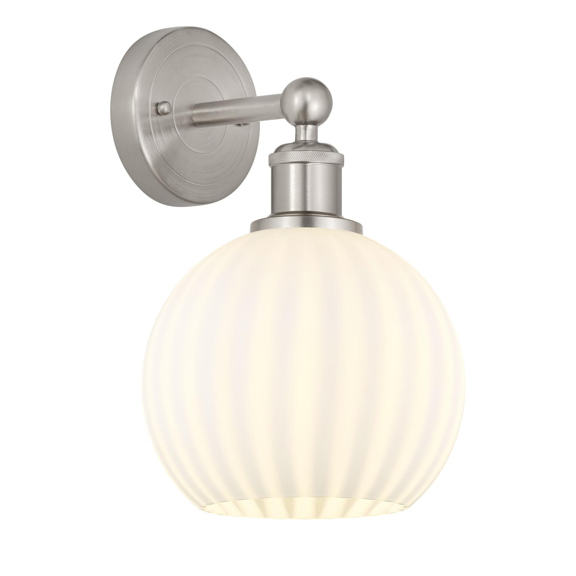 Shown in Satin Nickel finish and White Venetian glass