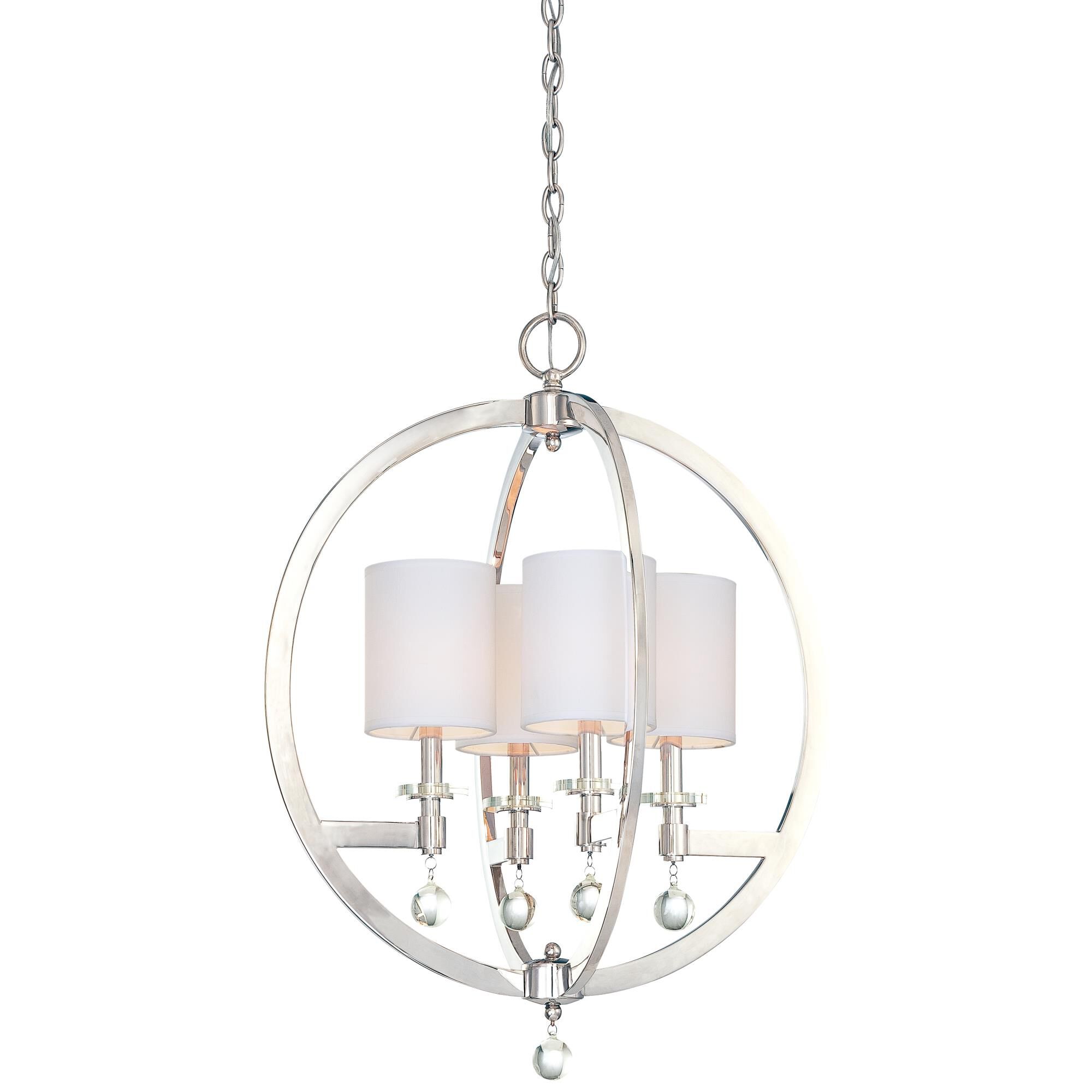 Shown in Polished Nickel finish and Eidolon Krystal crystal and White glass and Fabric shade and Eidolon Krystal Glass accent