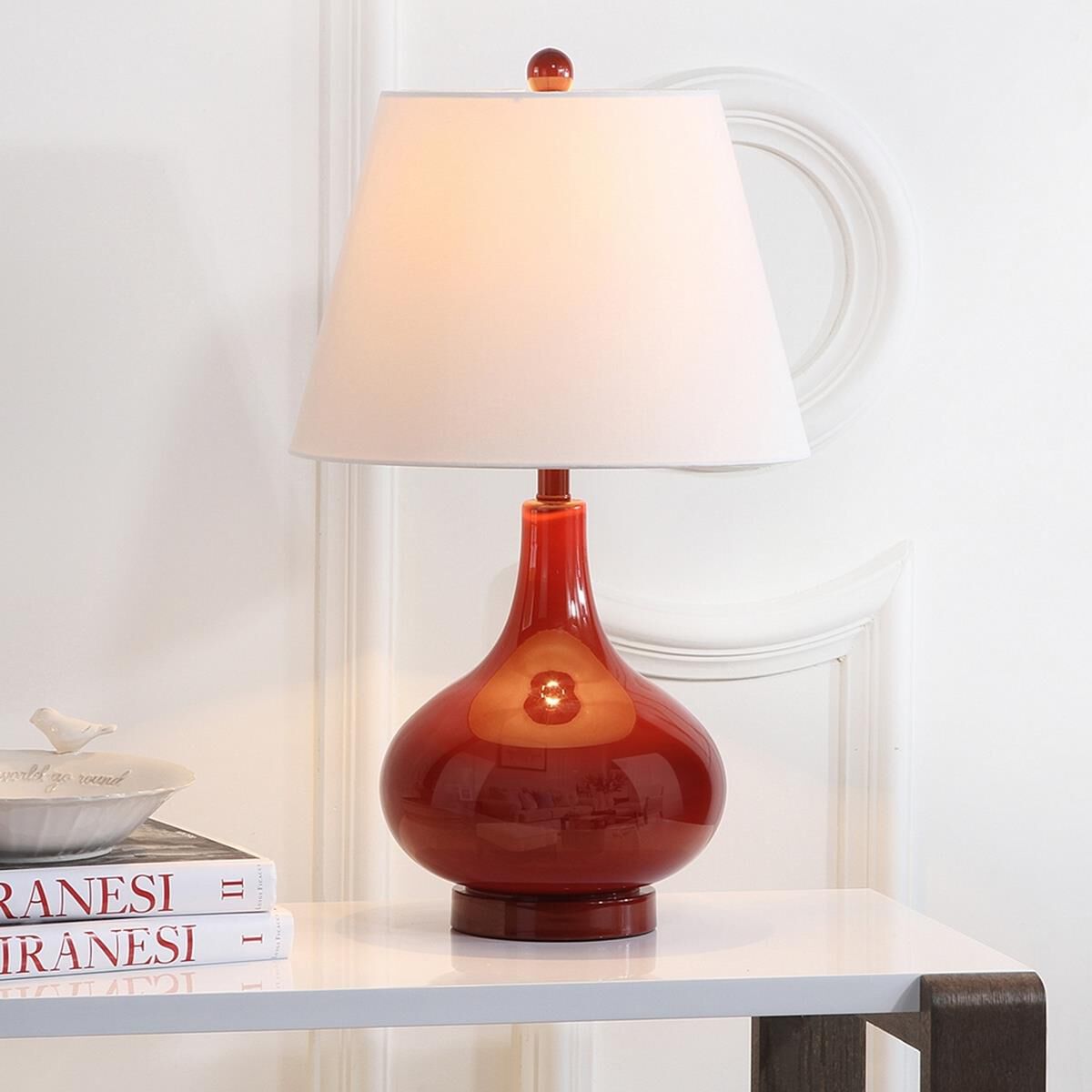 Amy Gourd Glass 24 Inch Table Lamp by Safavieh