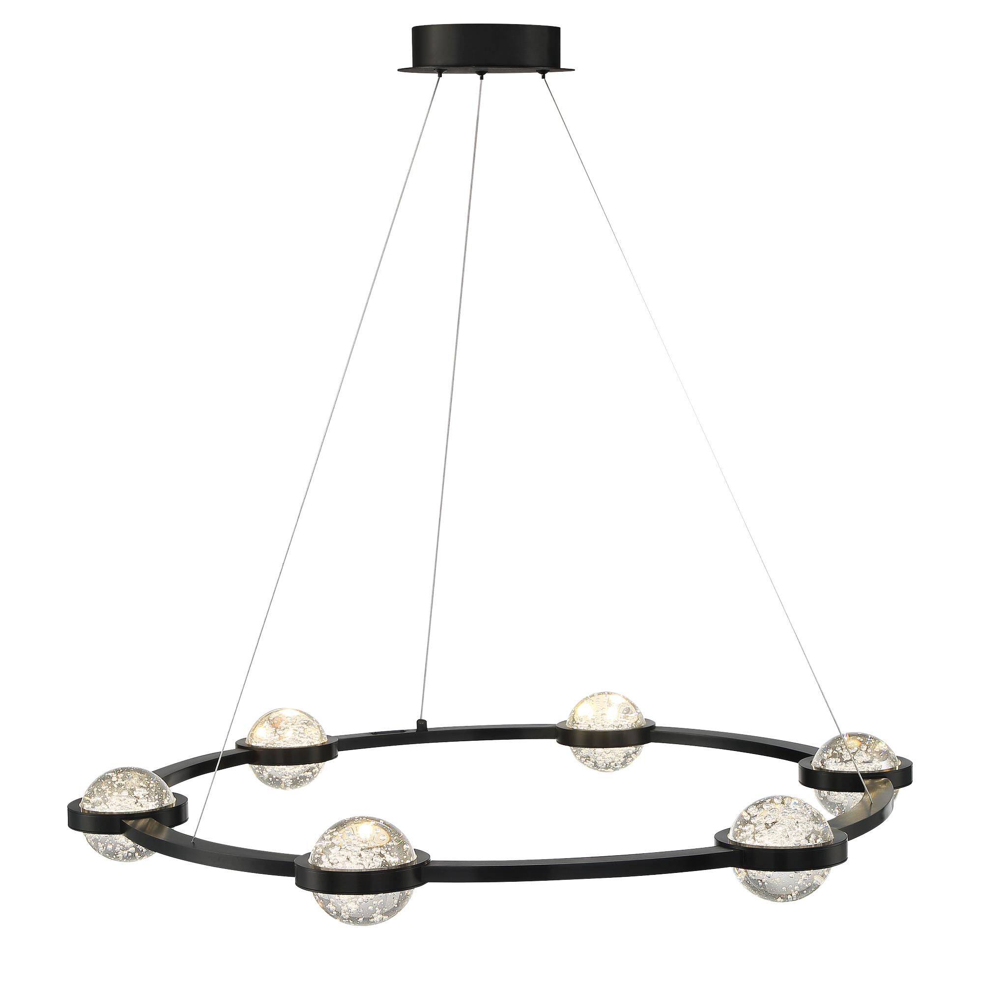 Shown in Black finish and Textured Orbs glass