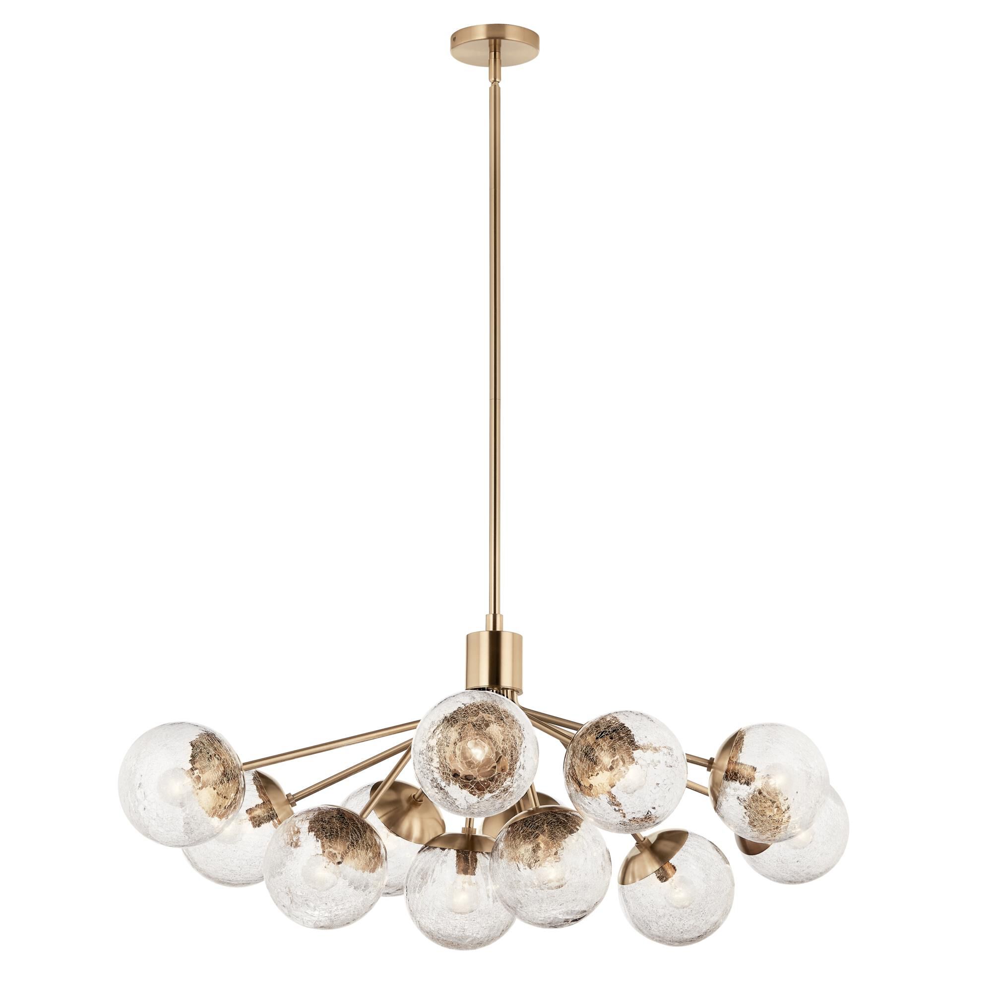 Shown in Champagne Bronze finish and Clear Crackle glass