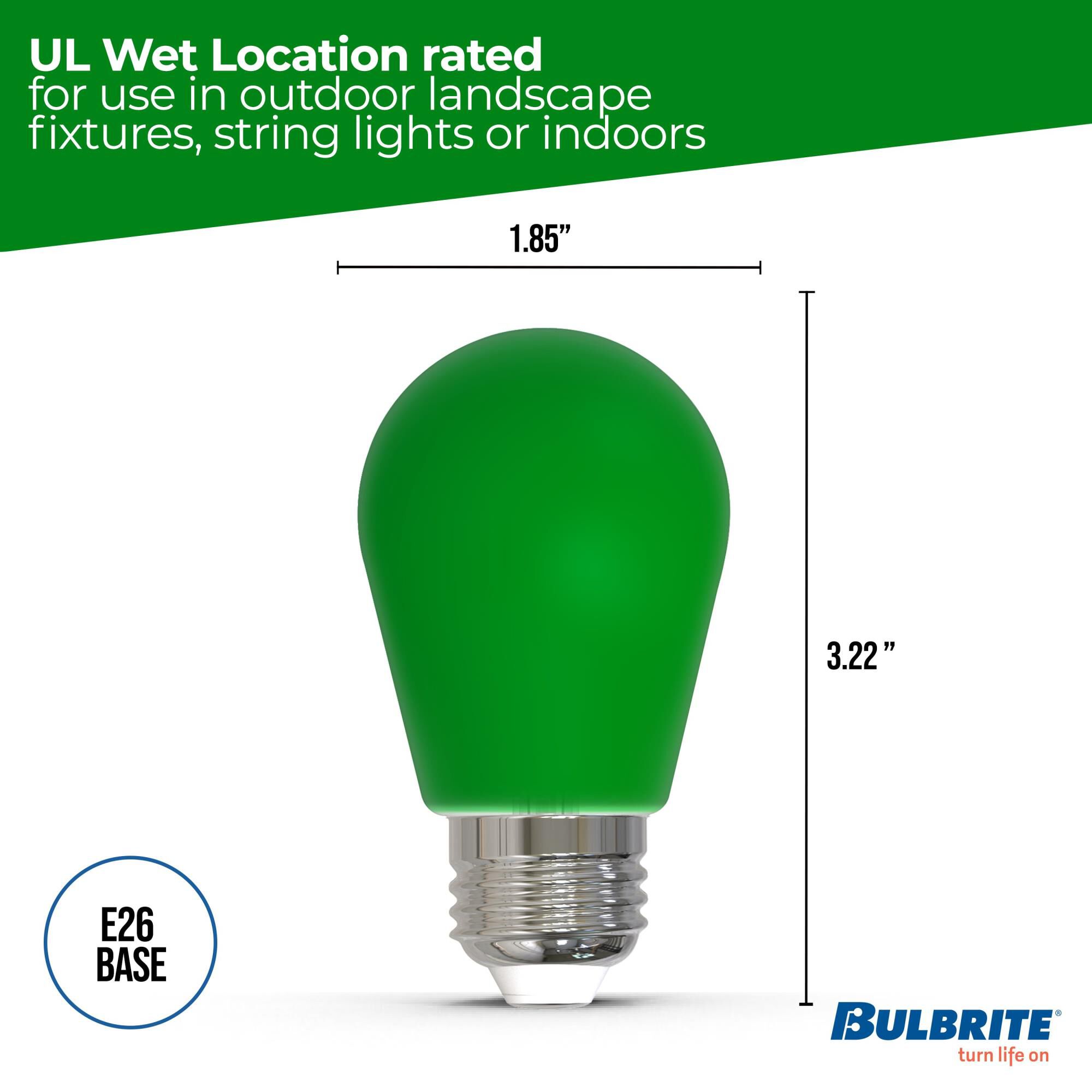 Ceramic Green S14 Base E26 LED Light Bulb,