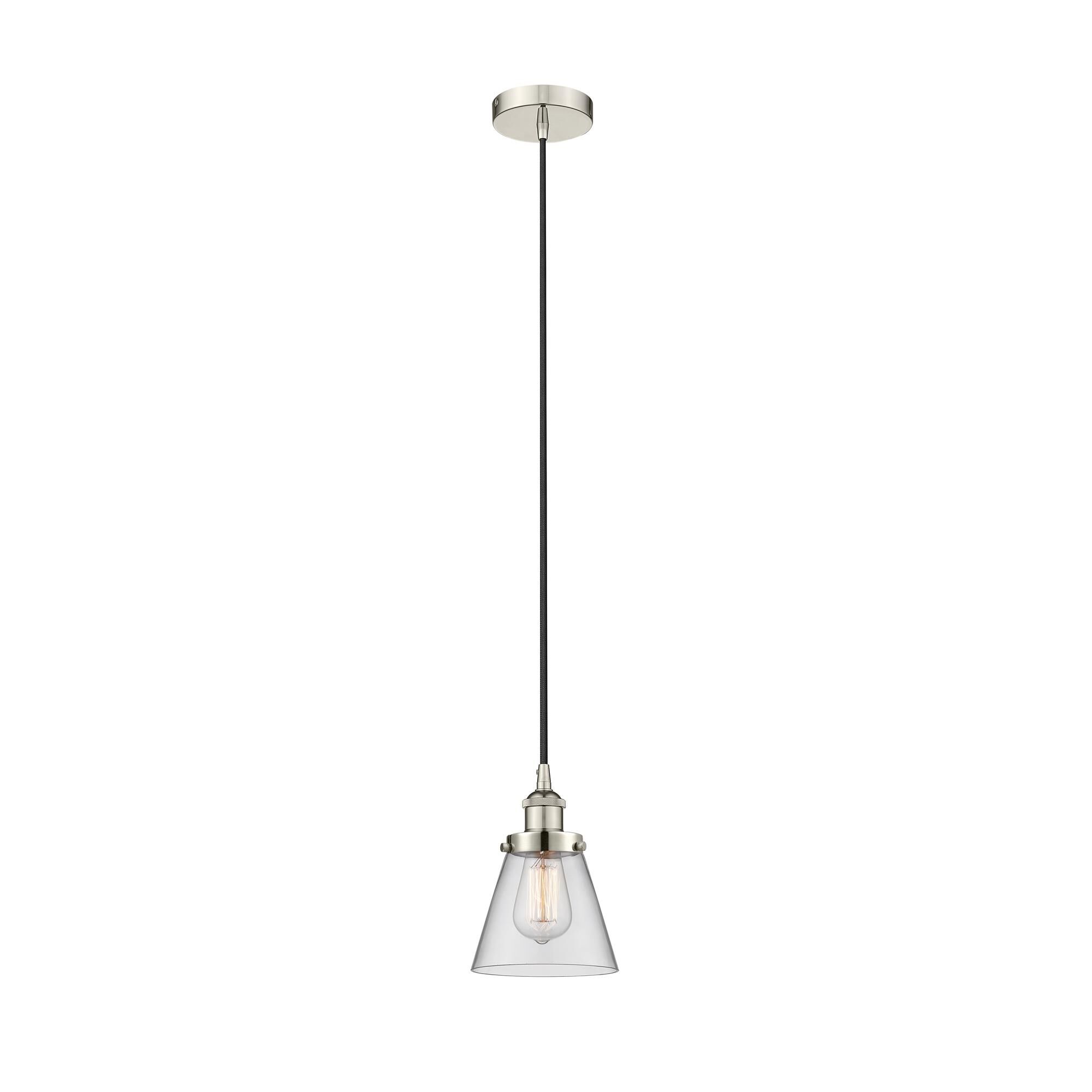 Shown in Polished Nickel finish and Clear Small Cone glass