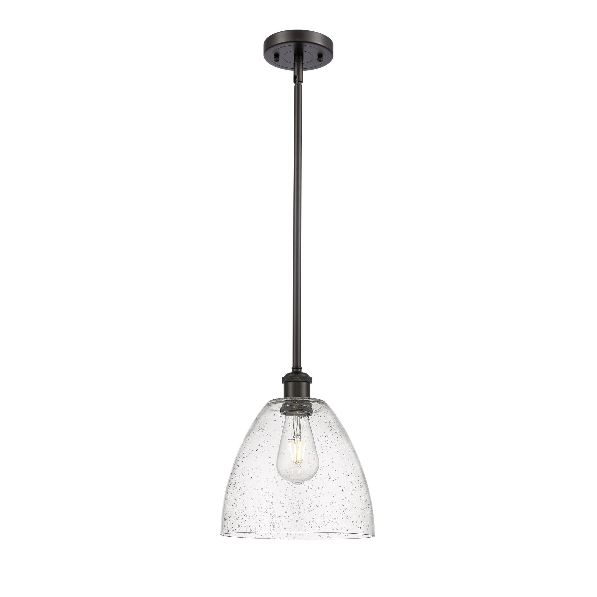 Shown in Oil Rubbed Bronze finish and Seedy glass