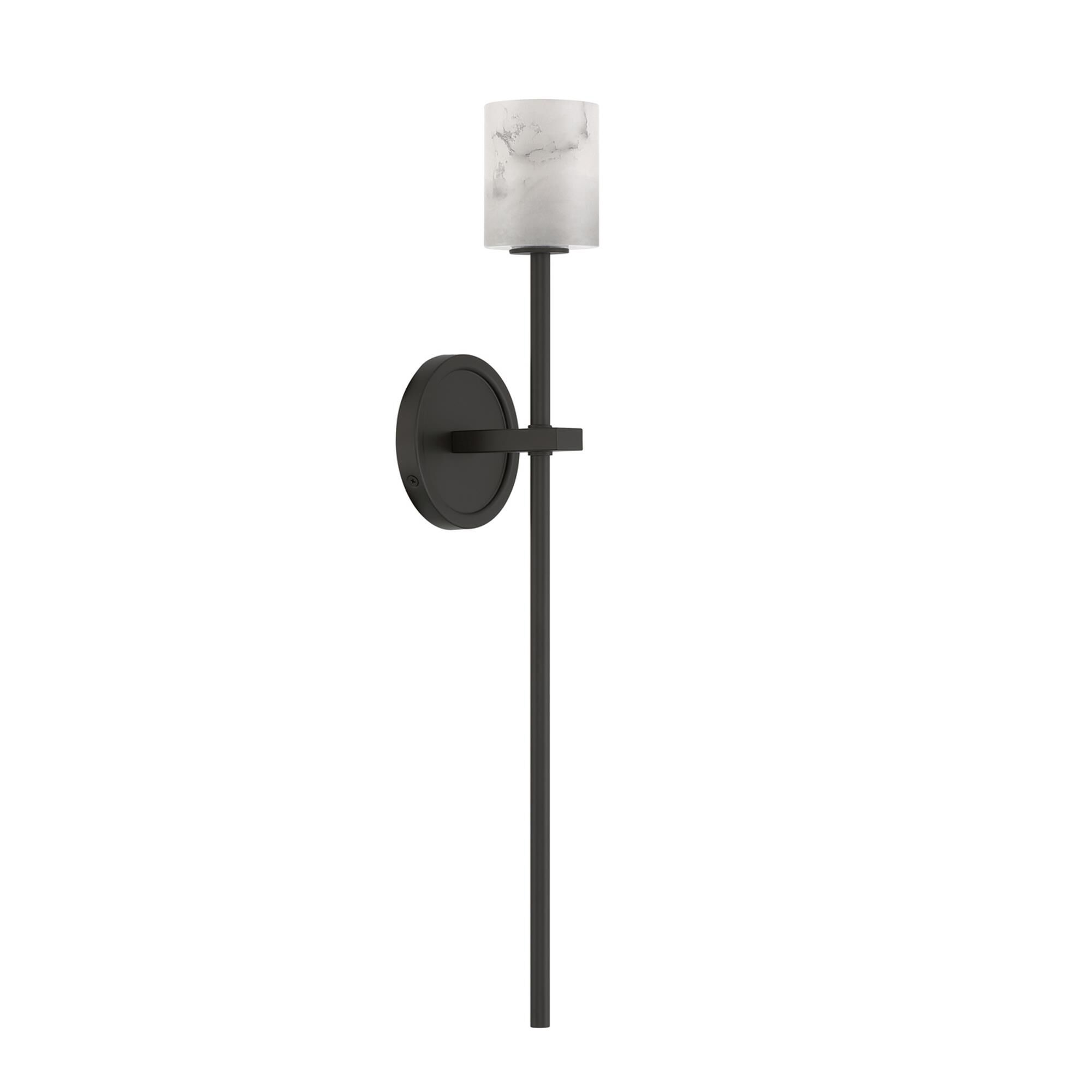 Shown in Matte Black finish and Alabaster crystal and Stone glass and Stone shade