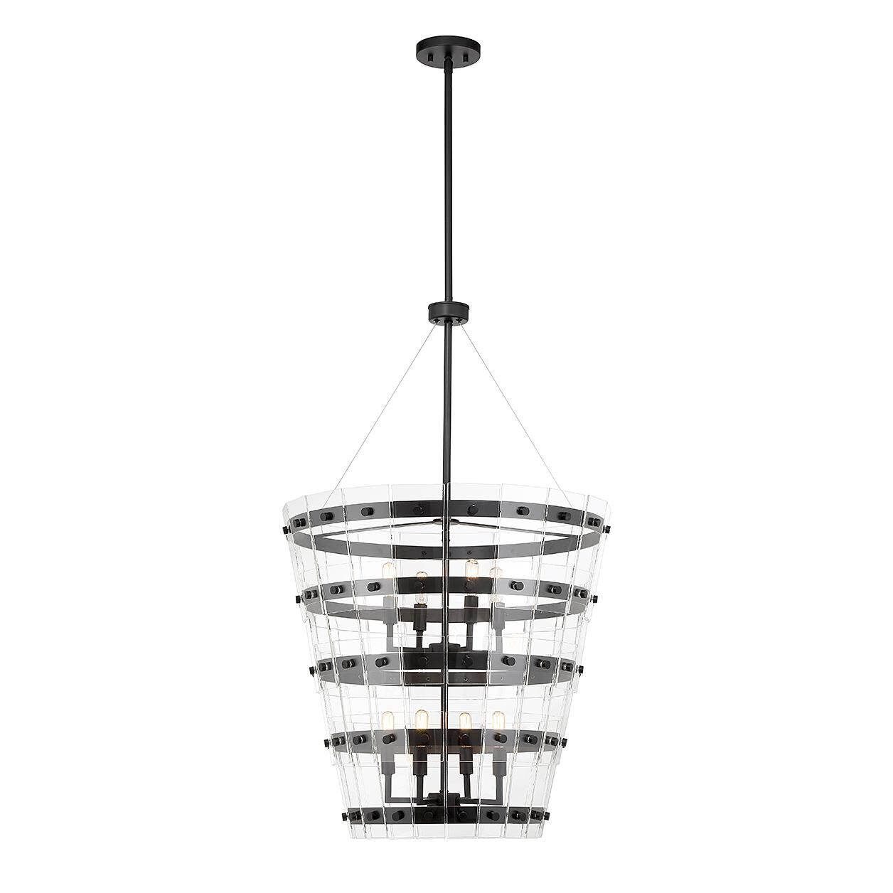 Shown in Matte Black finish and Clear glass and Glass shade