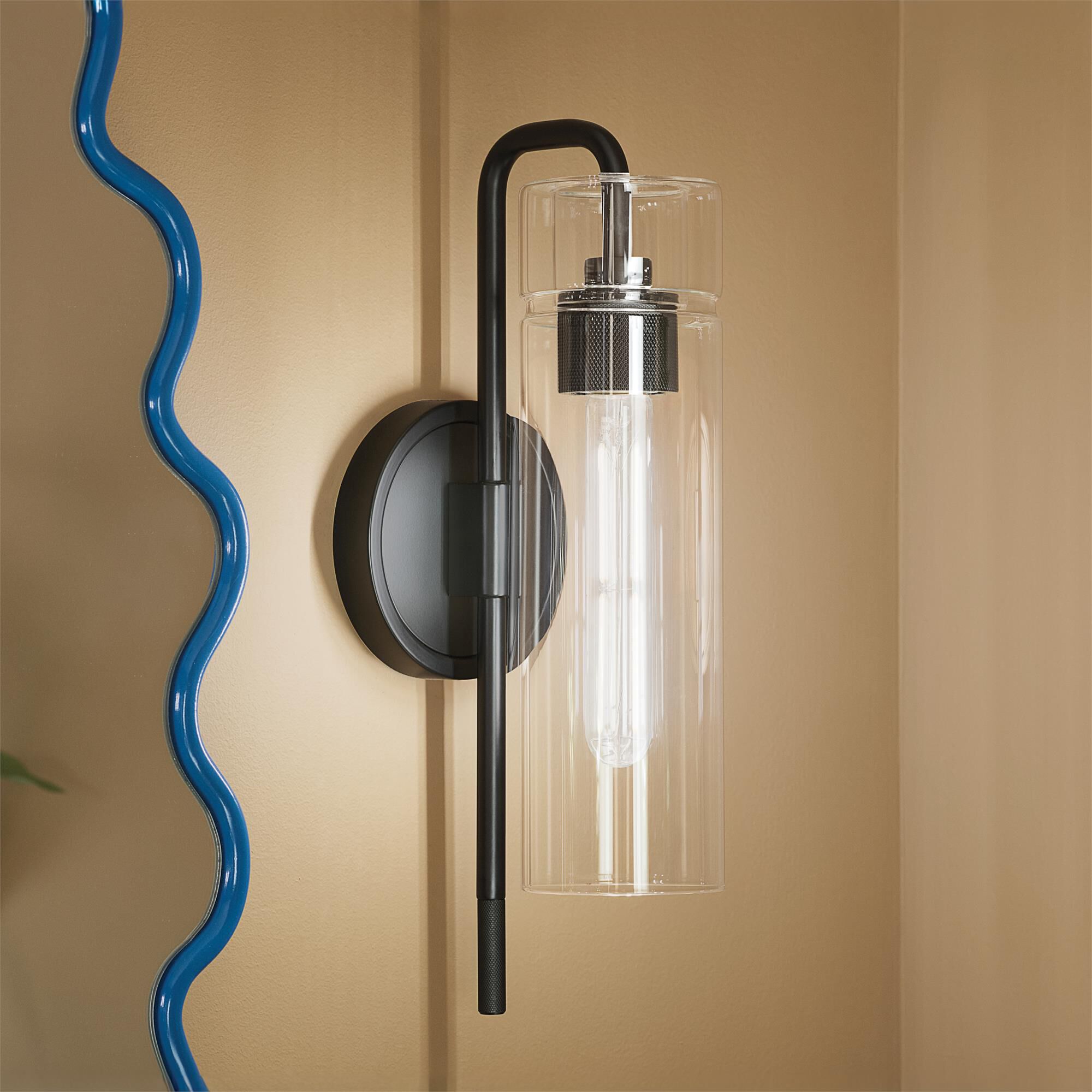 Shown in Black finish and Clear glass