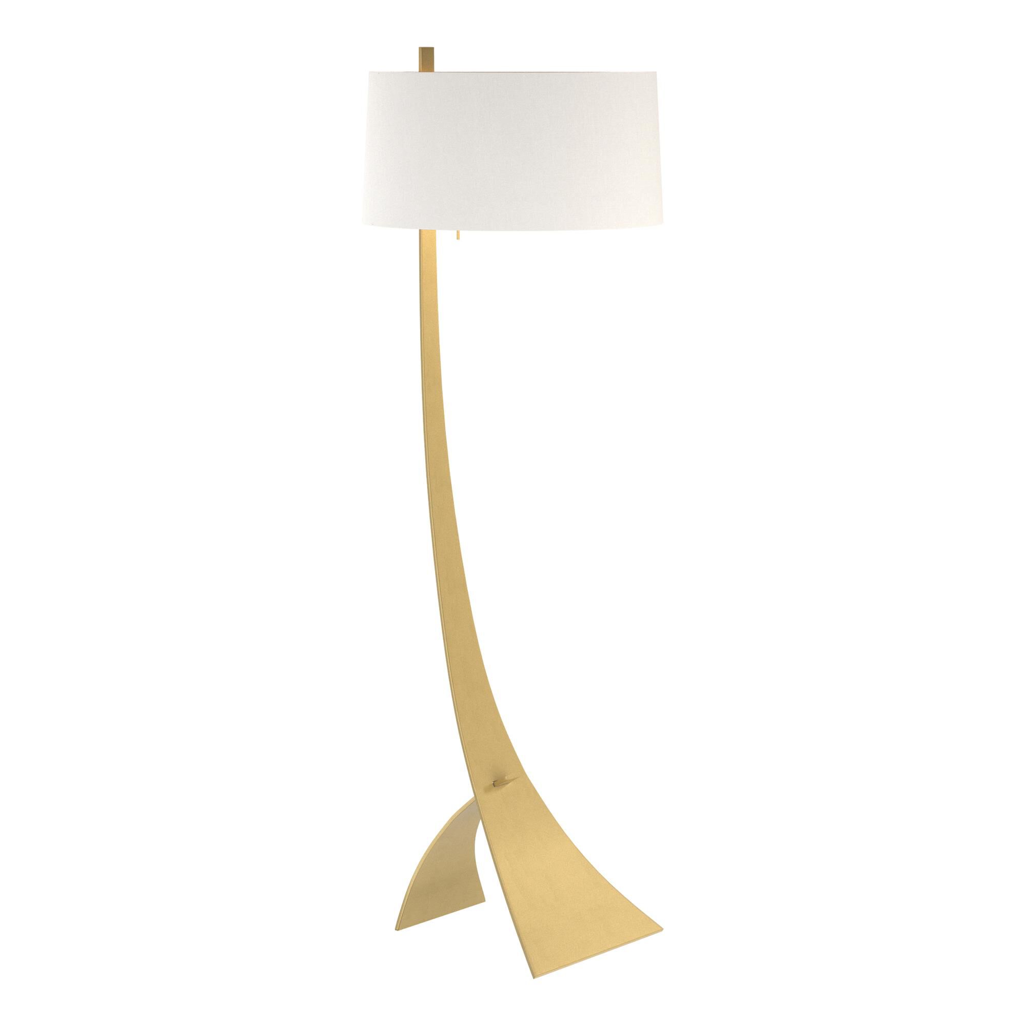 Shown in Modern Brass finish and Natural Anna shade
