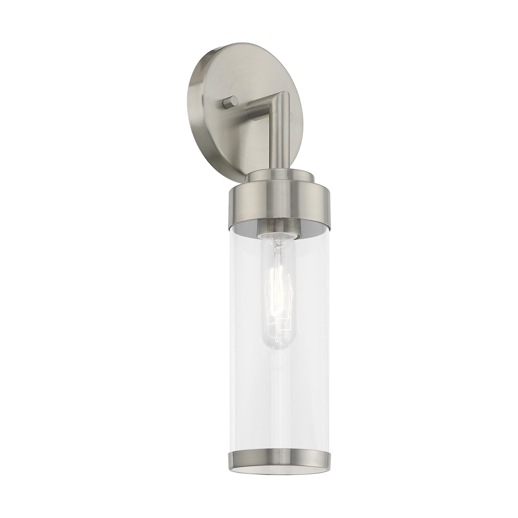 Shown in Brushed Nickel finish and Clear glass
