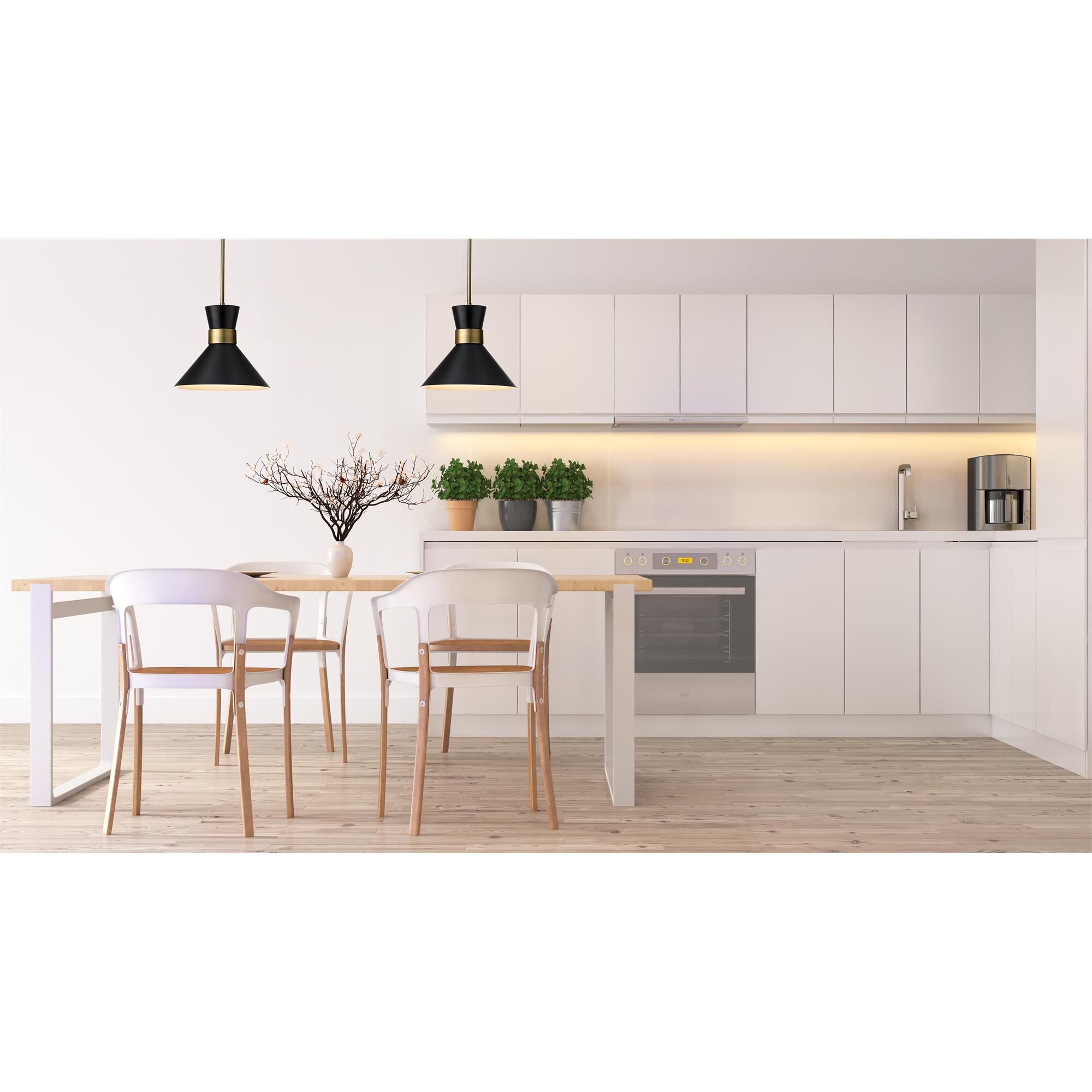 Shown in Matte Black + Heritage Brass finish and Metal glass and Metal shade