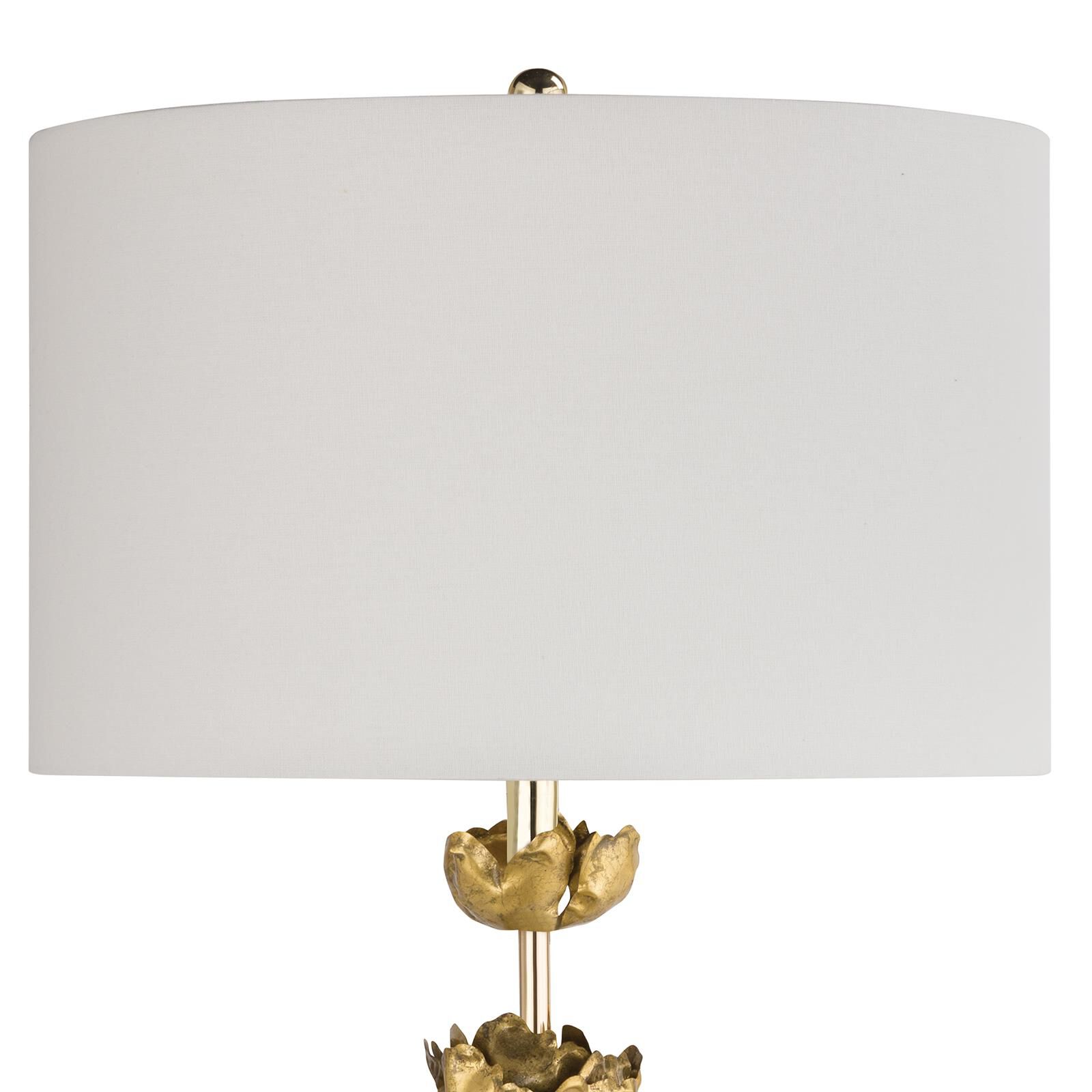 Shown in Gold finish and Linen shade