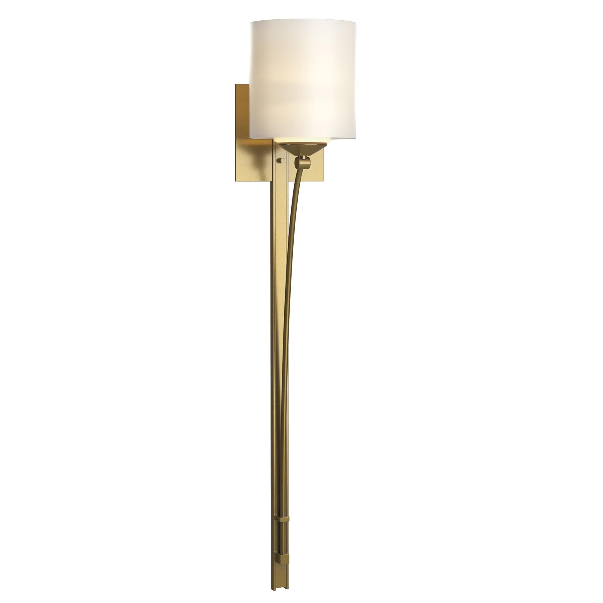 Shown in Modern Brass finish and Opal glass