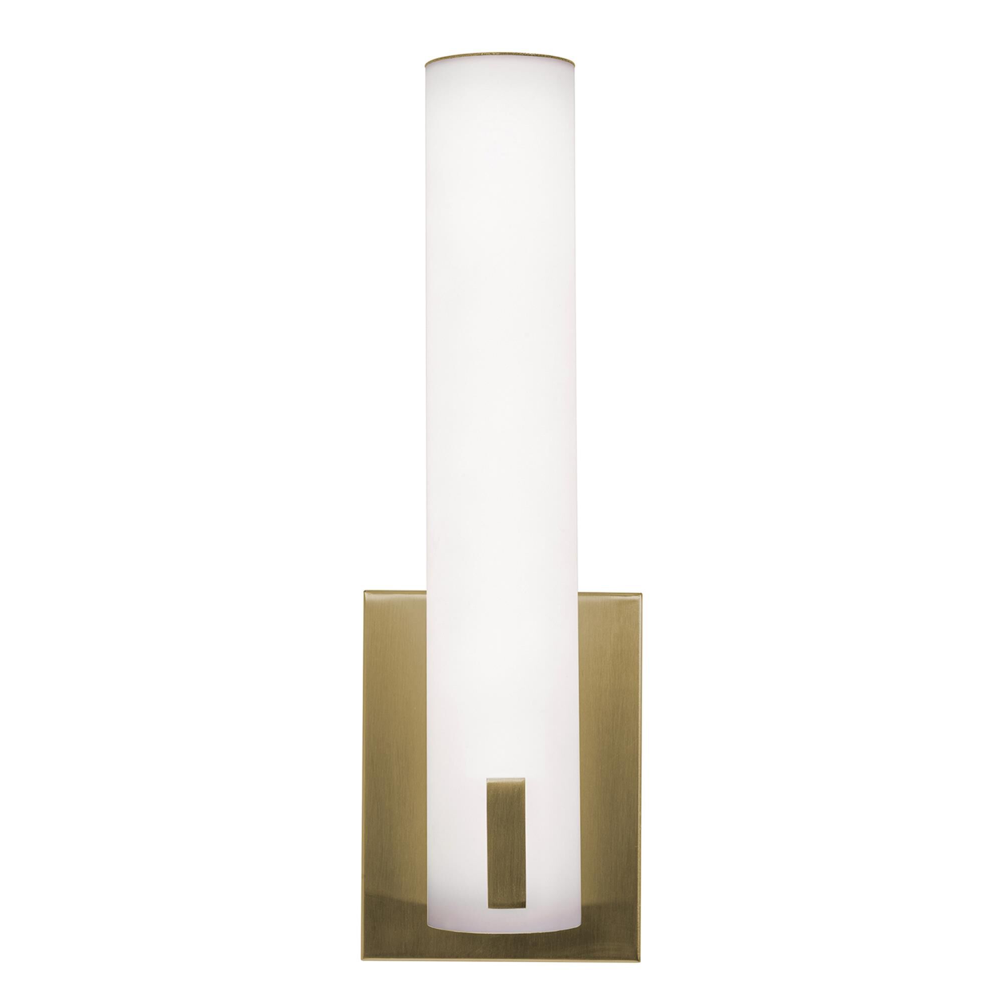 Shown in Light Antique Brass finish and White Acrylic glass