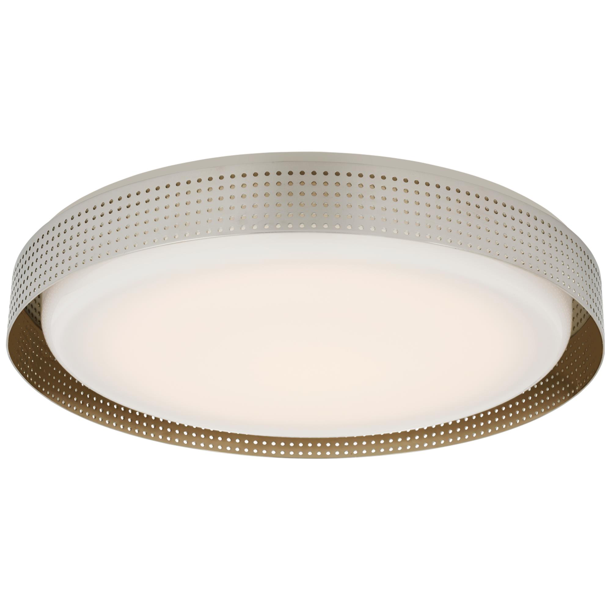 Shown in Polished Nickel finish and White glass