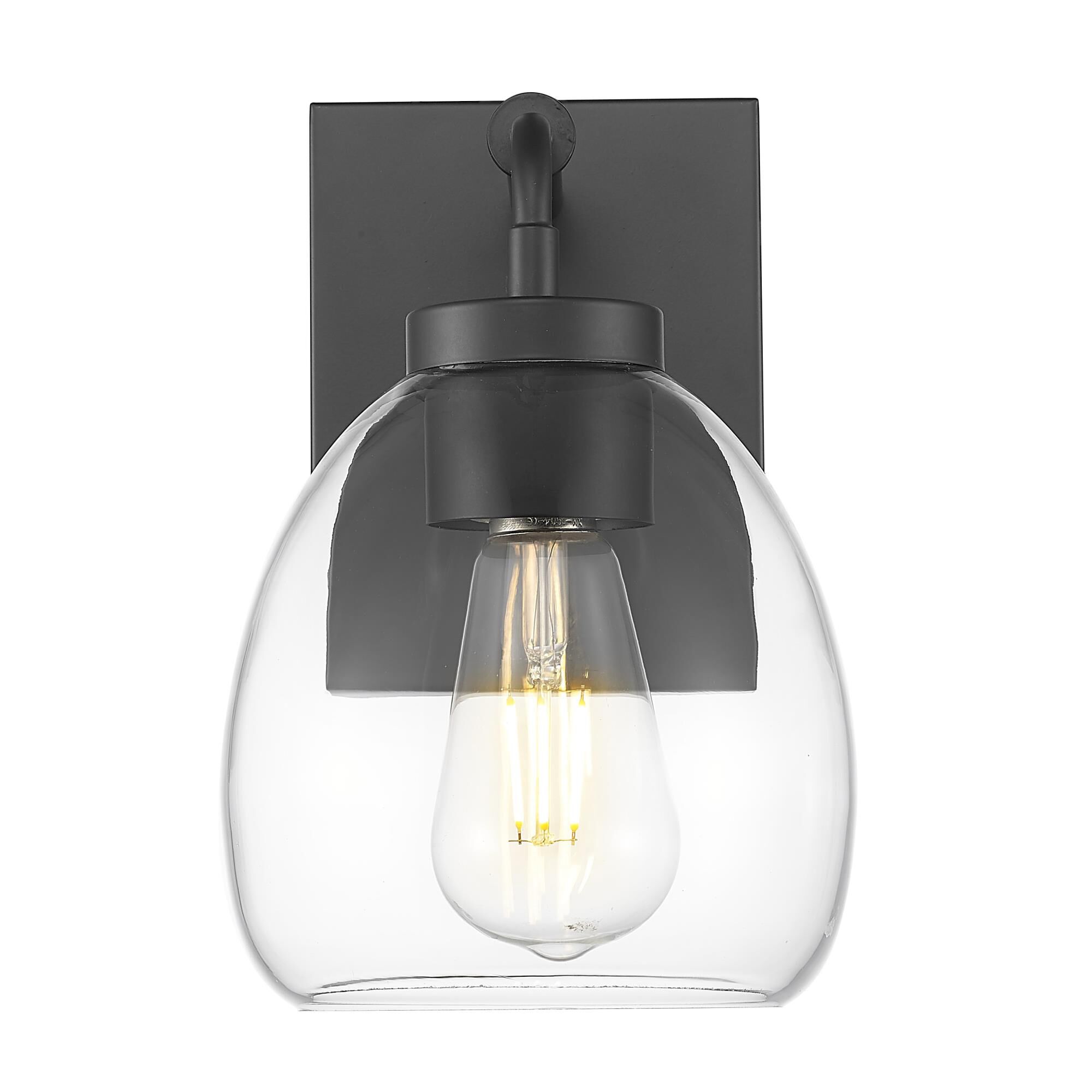 Shown in Matte Black finish and Clear Glass Globe shade