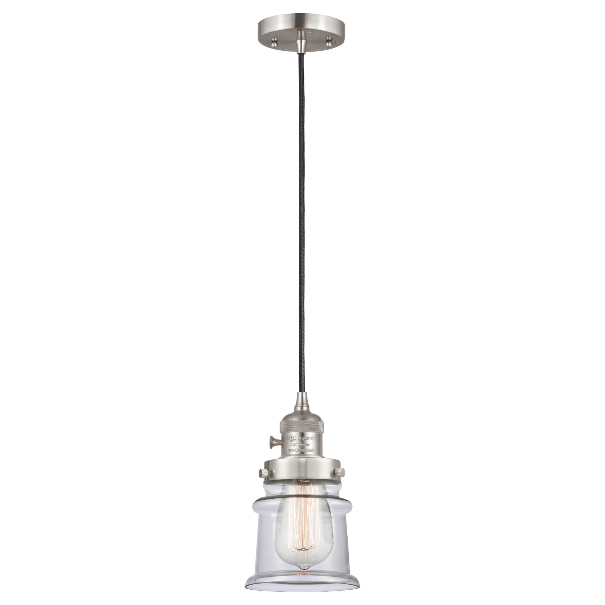 Shown in Brushed Satin Nickel finish and Clear glass