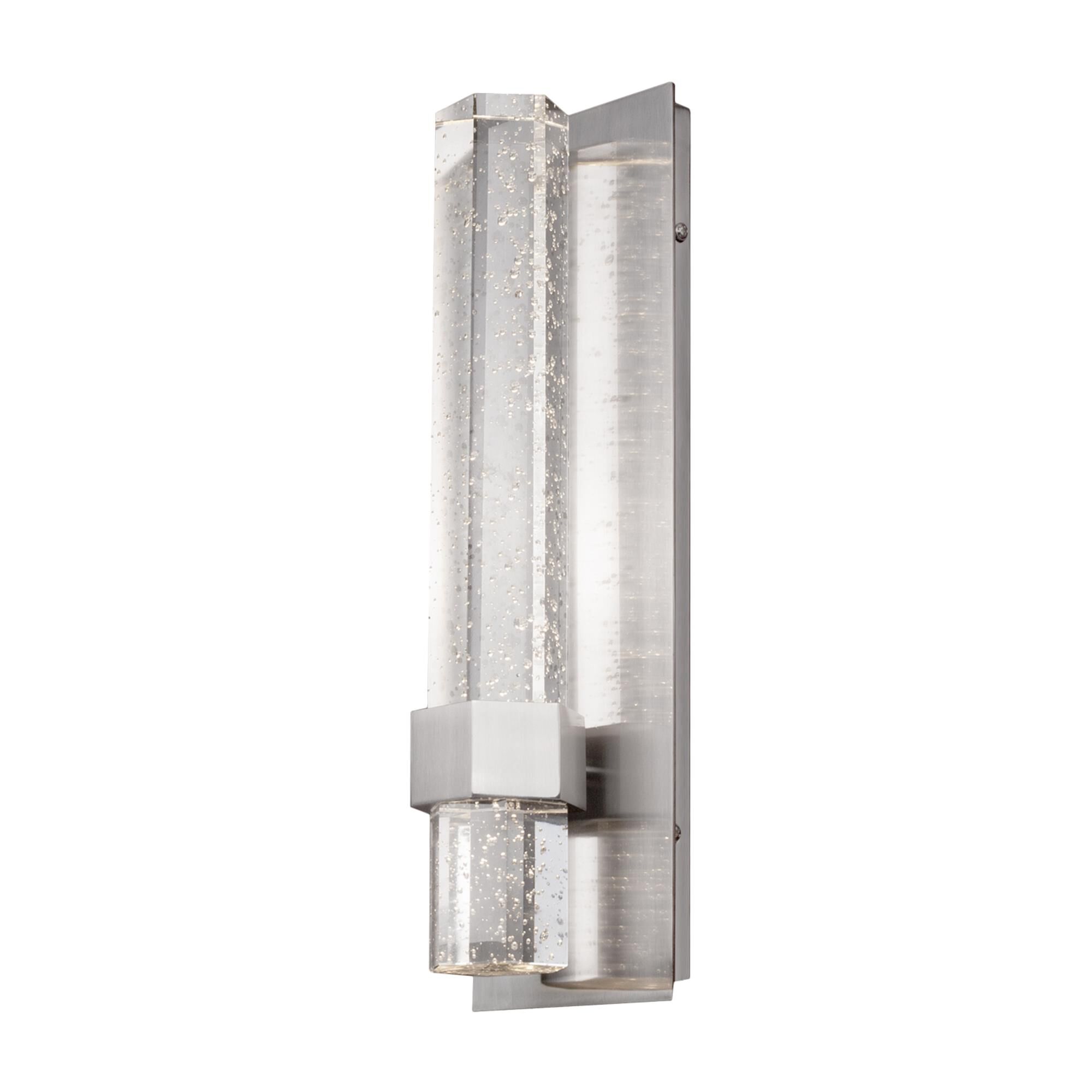 Shown in Brushed Nickel finish and Clear Encased with Bubbles glass