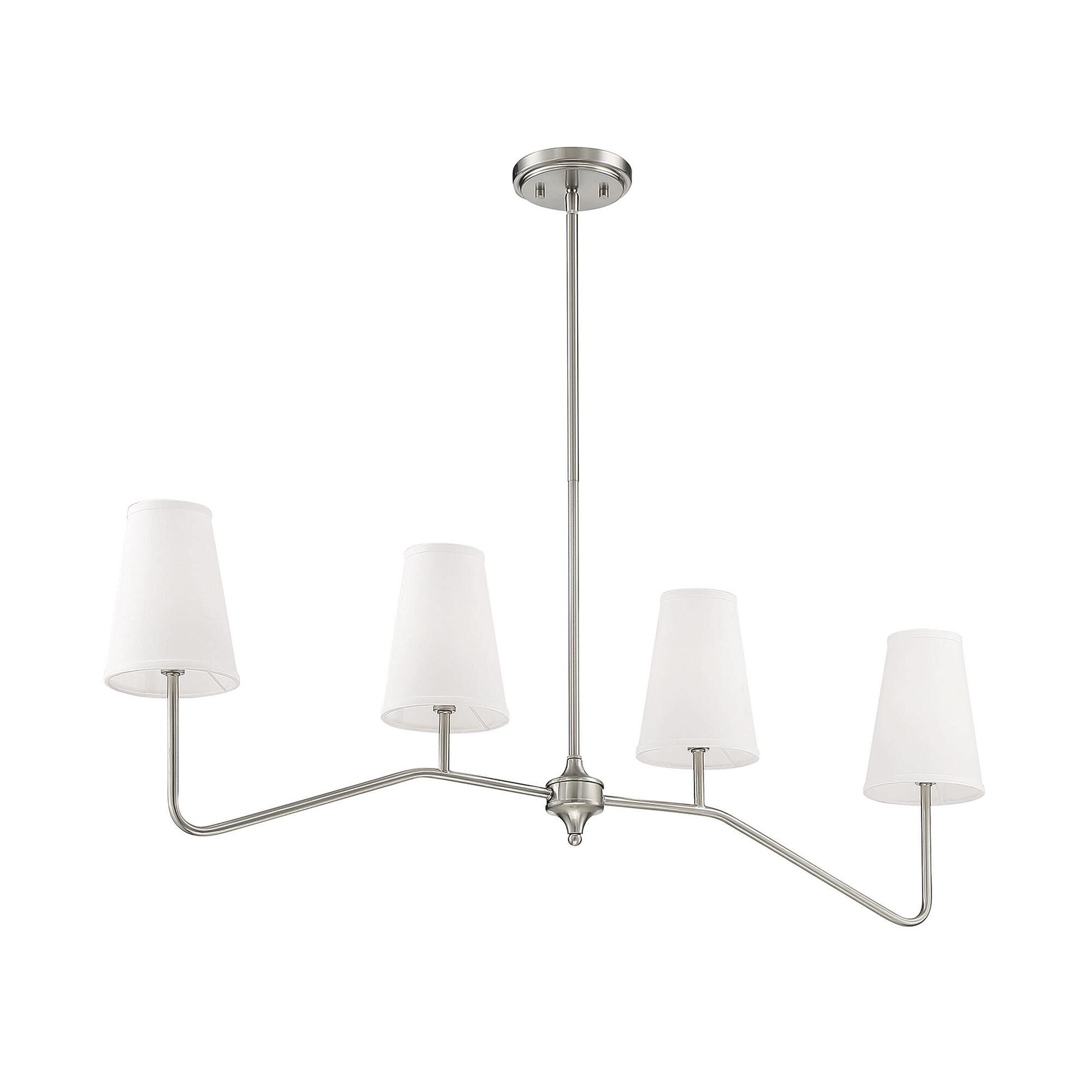 Shown in Brushed Nickel finish and White Fabric shade