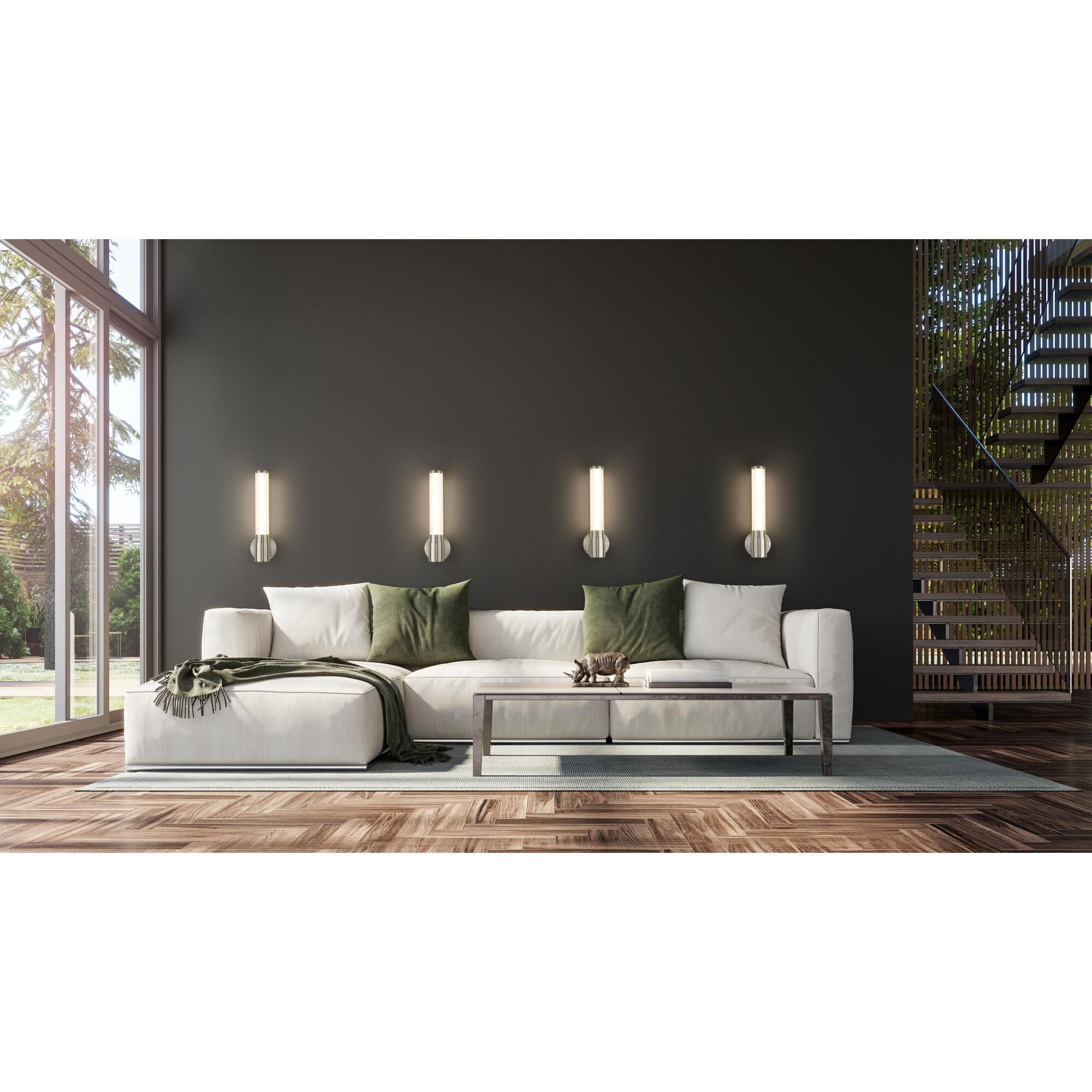 Shown in Brushed Nickel finish and Opal White glass and Opal White shade