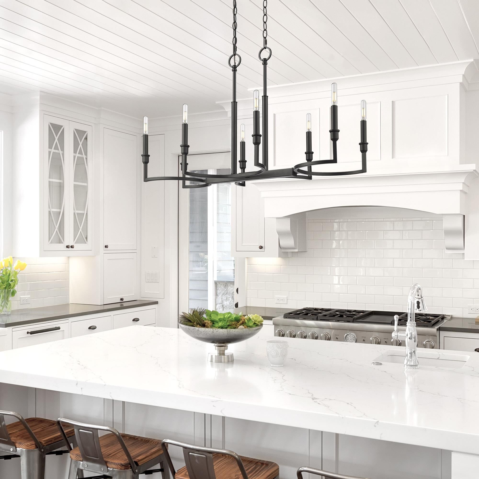 Ellyn 35 Inch 8 Light Linear Suspension Light by Golden Lighting