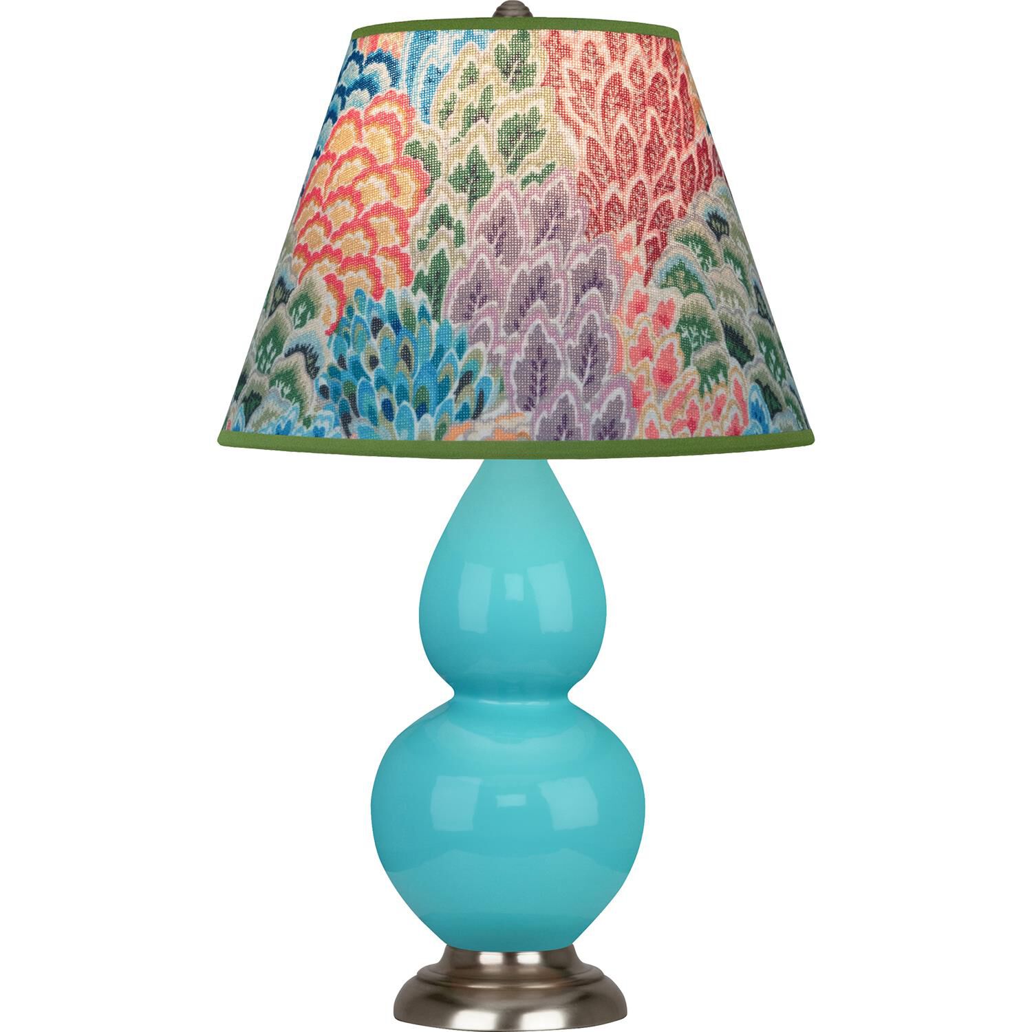 Shown in Egg Blue finish and Multicolor shade and Antique Silver accent